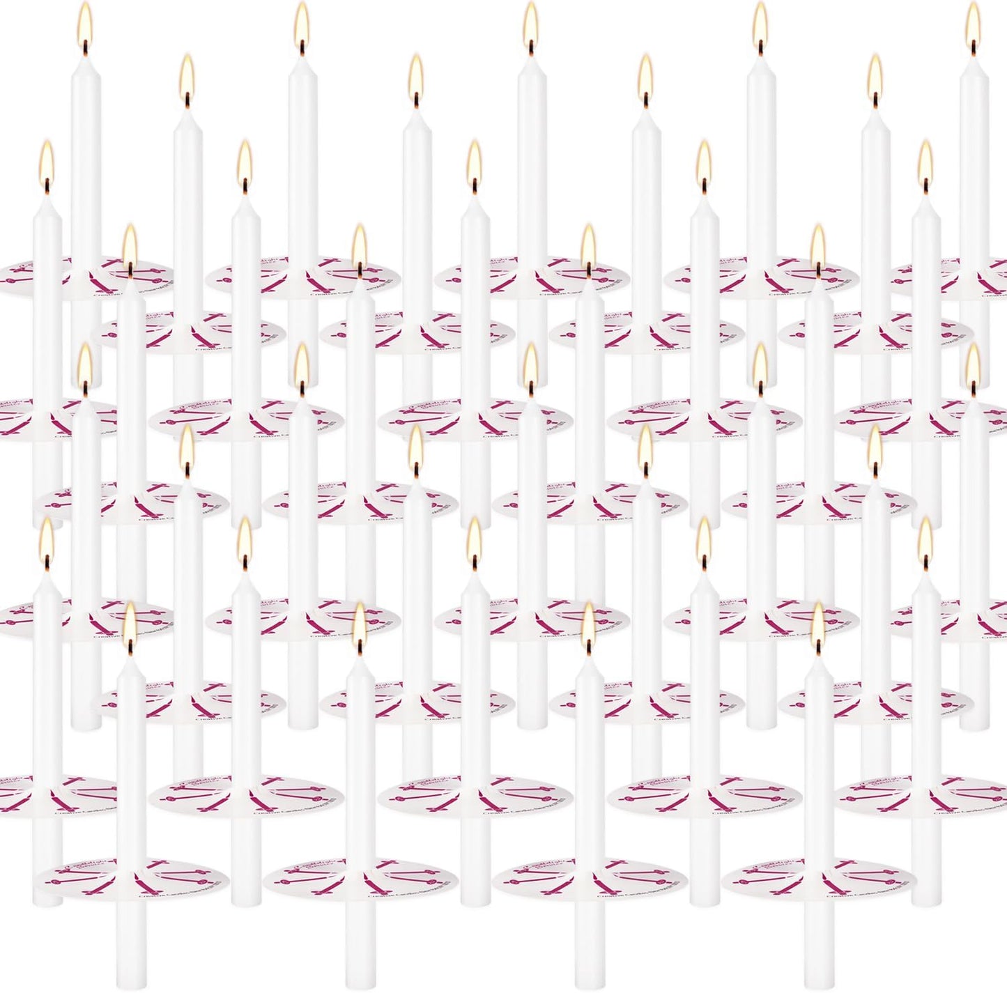 Skiennix Unscented White Church Candles - 150 Packs with Drip Protectors for Vigil Services