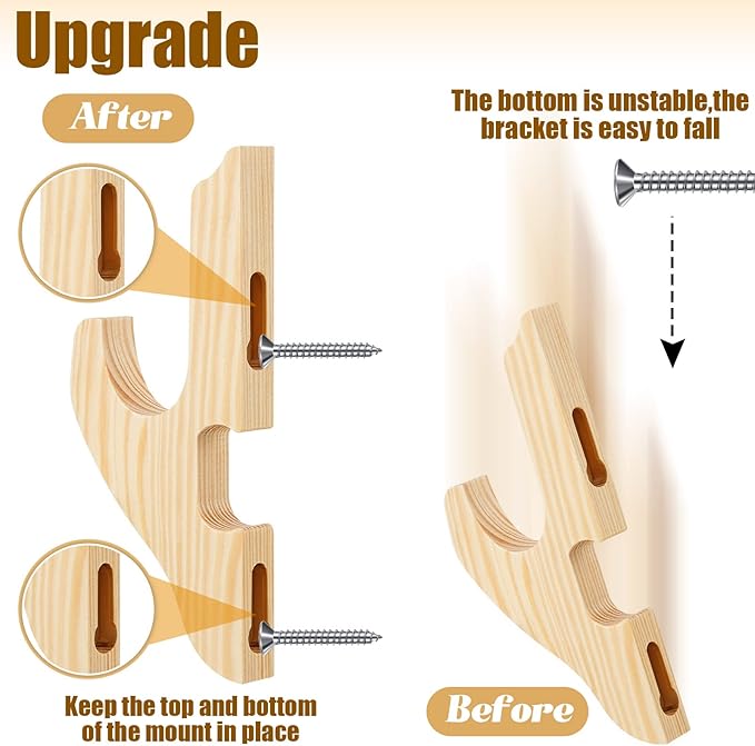 Chunful 2 Pcs Sword Wall Mount Sword Holder Katana Stand 1 Tier Hanger Adjustable Wooden Mounts for Samurai(5.91 x 2.76 x 1.38 Inches,Wood Color)