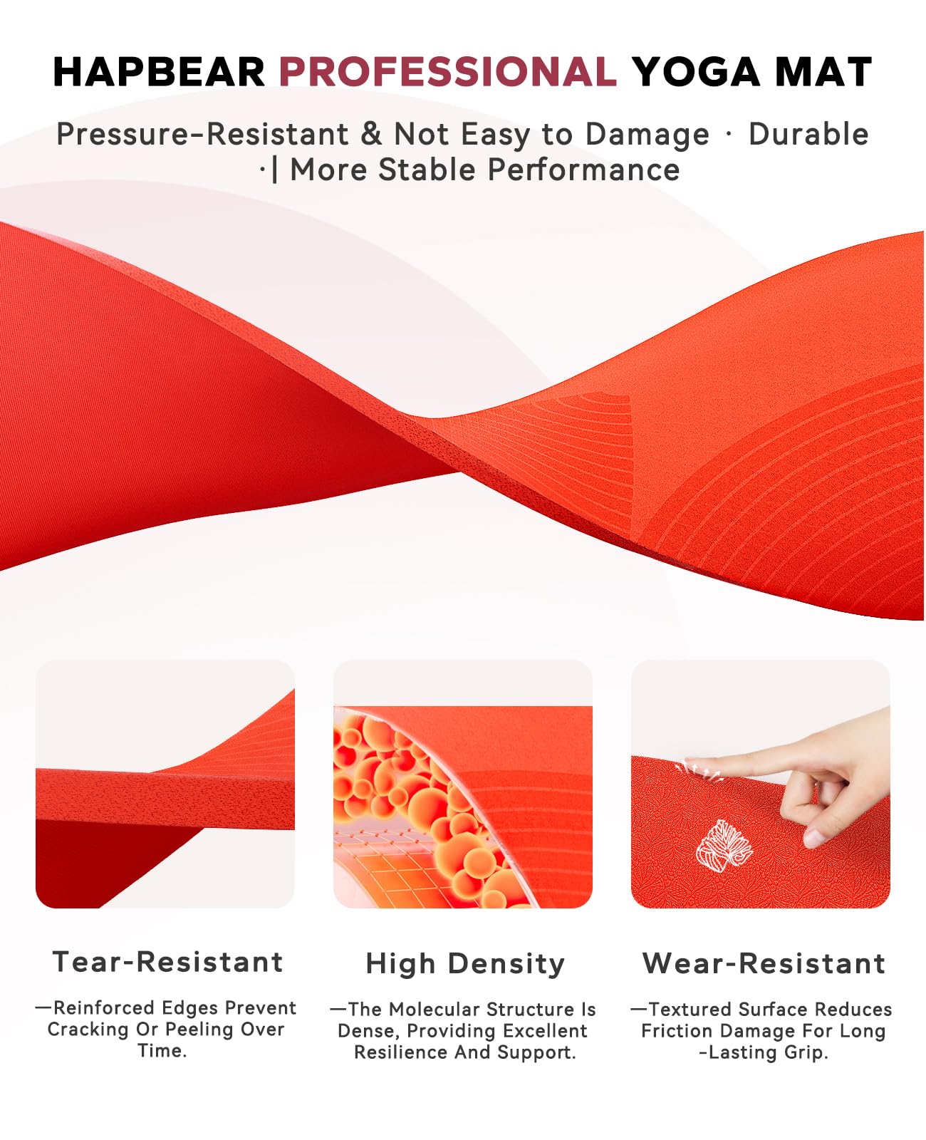 HAPBEAR Extra Large Yoga Mat (84''×30'') - 1/3'' Thick Double-Sided PVC Non-Slip Exercise Mat with High Rebound Cushioning, Dual-Side Usable for Home Gym, Yoga, Pilates & Workouts -Orange