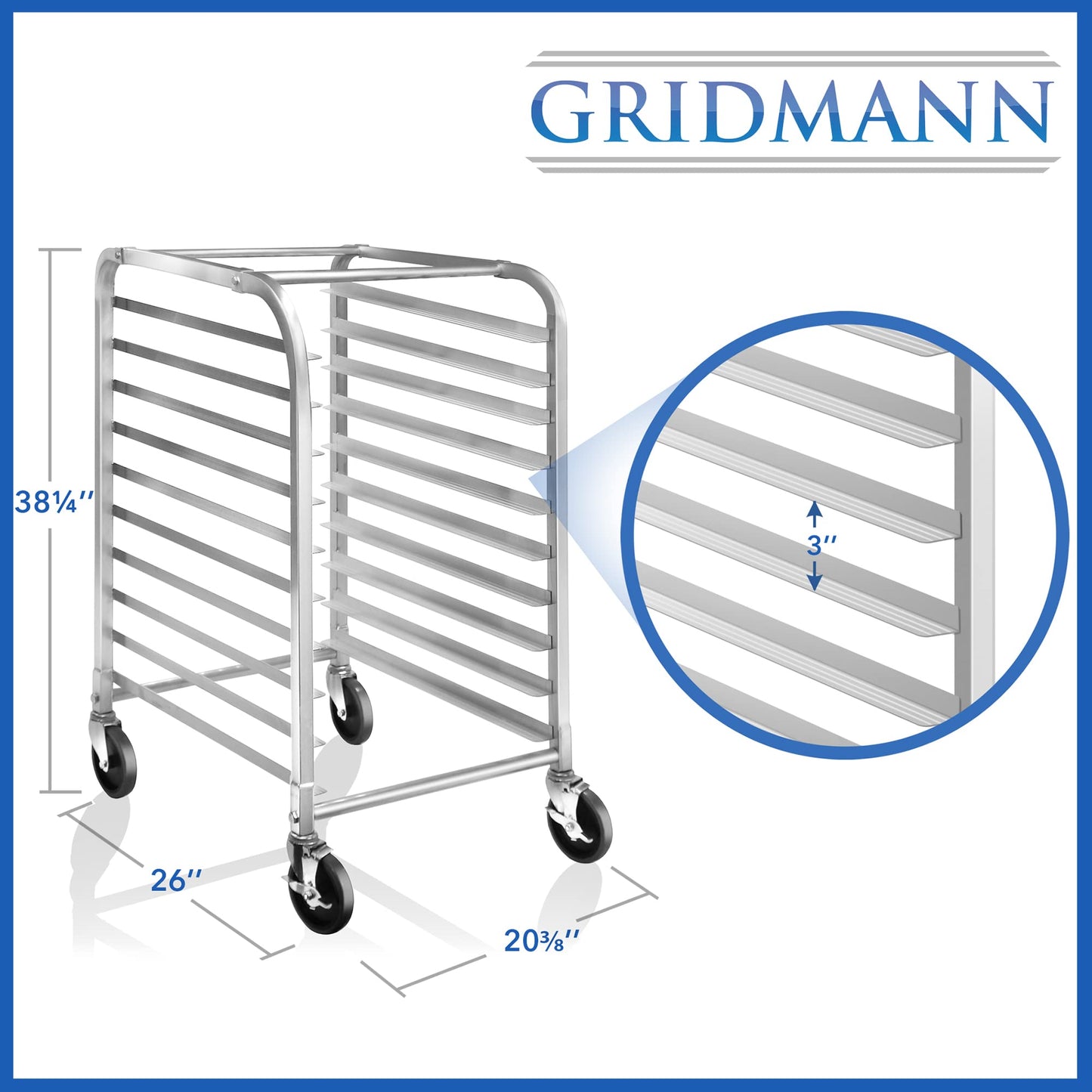 GRIDMANN Commercial Bun Pan Bakery Rack - 10 Sheet