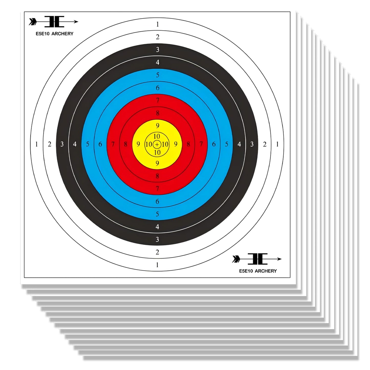 e5e10 Targets Paper for Archery Shooting 20/40pcs - Made Degradable Plastic - Bow & Arrow Targets for Hunting Archery Targets Practice Accessories (Standard Archery, 10 Rings, 40 x 40cm, 80 x 80cm)