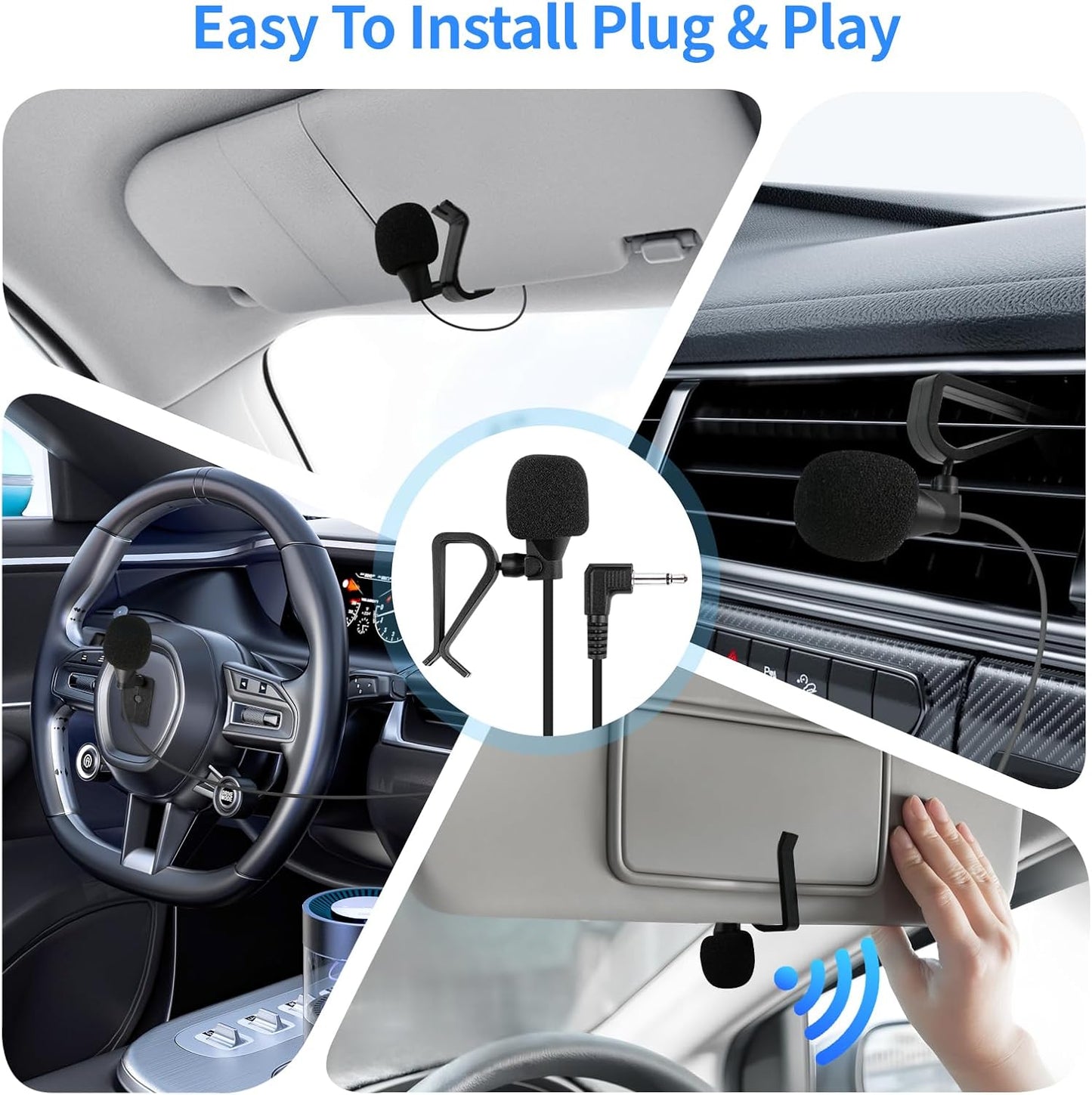 SolidSS 1 Set 3.5mm Plug Car Microphone,Handsfree Dash Car Stereo Receiver, Compatible Vehicle Head Unit Enabled Audio