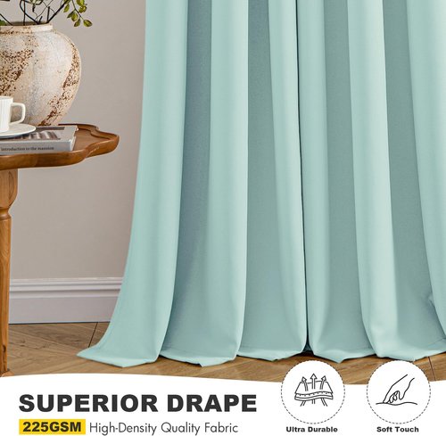 MIULEE Aqua Blackout Curtains - Thermal Insulated Room Darkening Drapes | 63-Inch Long, 2 Panels