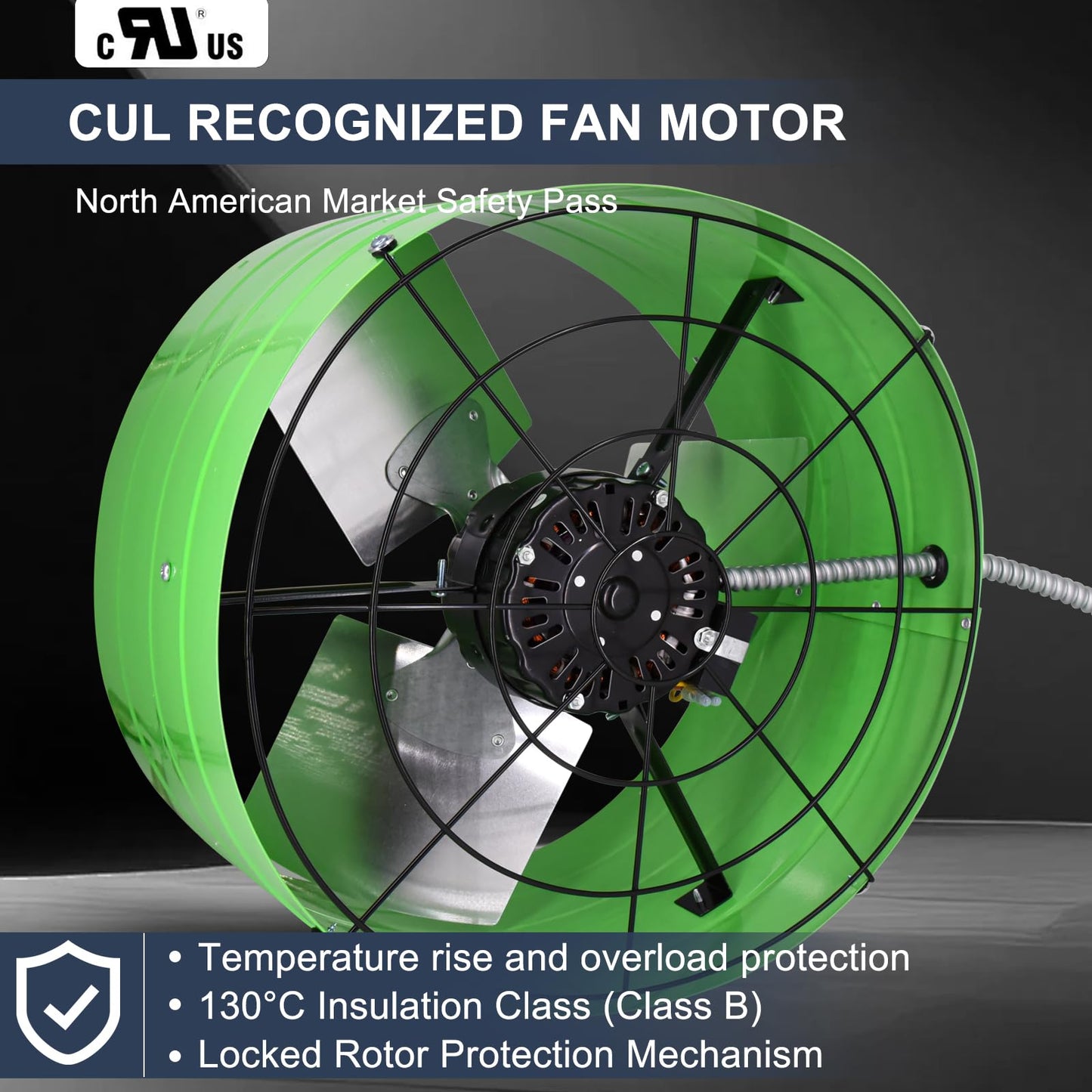 Criditpid 16 Inch Gable Mount Vent Attic Fan, Exhaust Ventilation Fan with Adjustable Thermostat for Gable, Home, Shed, Garage, Portable Building, 3.4A, 1075RPM, 2801CFM, Green.