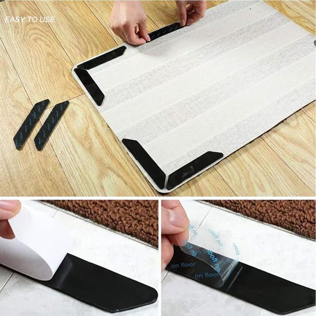 Rug Grippers 24 Pack - Reusable Dual-Sided Carpet Sticky Pads for Curling Corners | Keeps Rugs Secure on Hardwood Floors