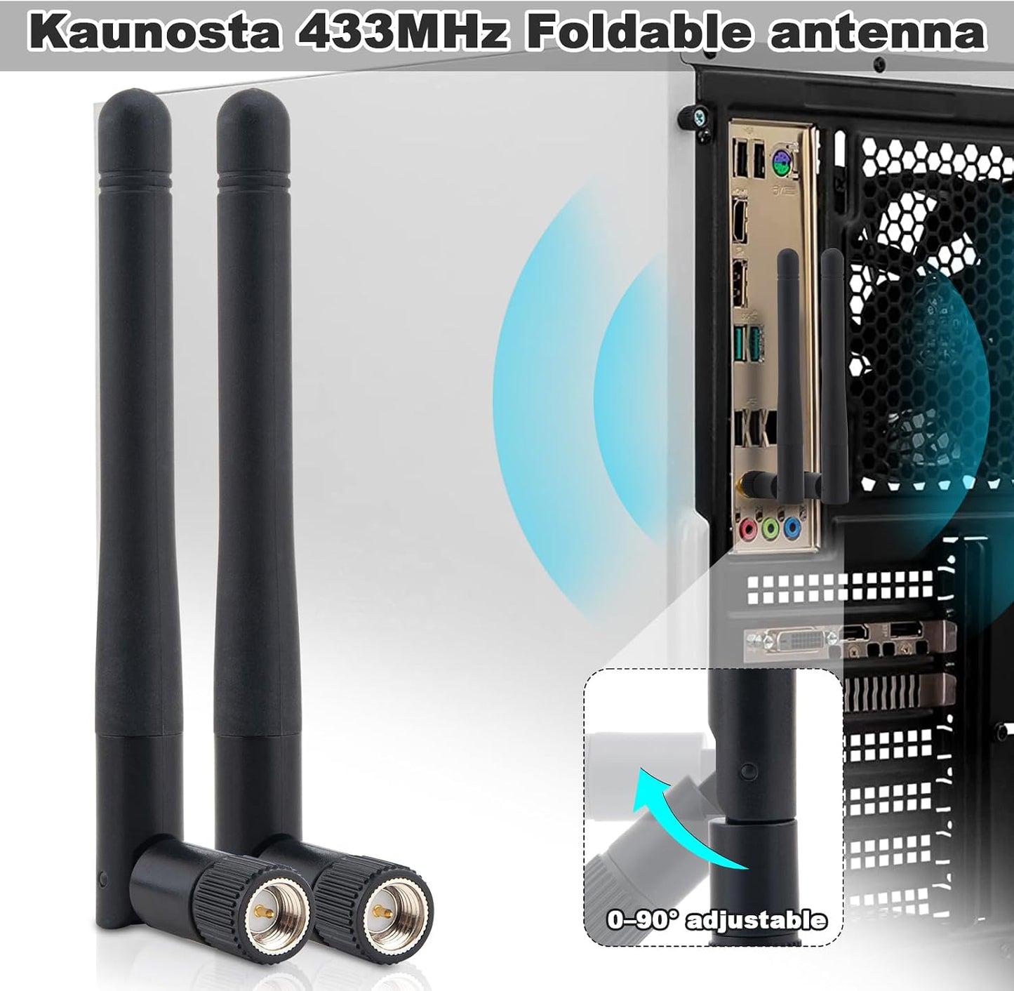 Kaunosta 433 MHF1 4-Pack, 2433MHz 3dBi 215cm MHF1 CCU3 CCU2 CC1101, MHz SMA Male Antenna Kit Radio Antenna Short