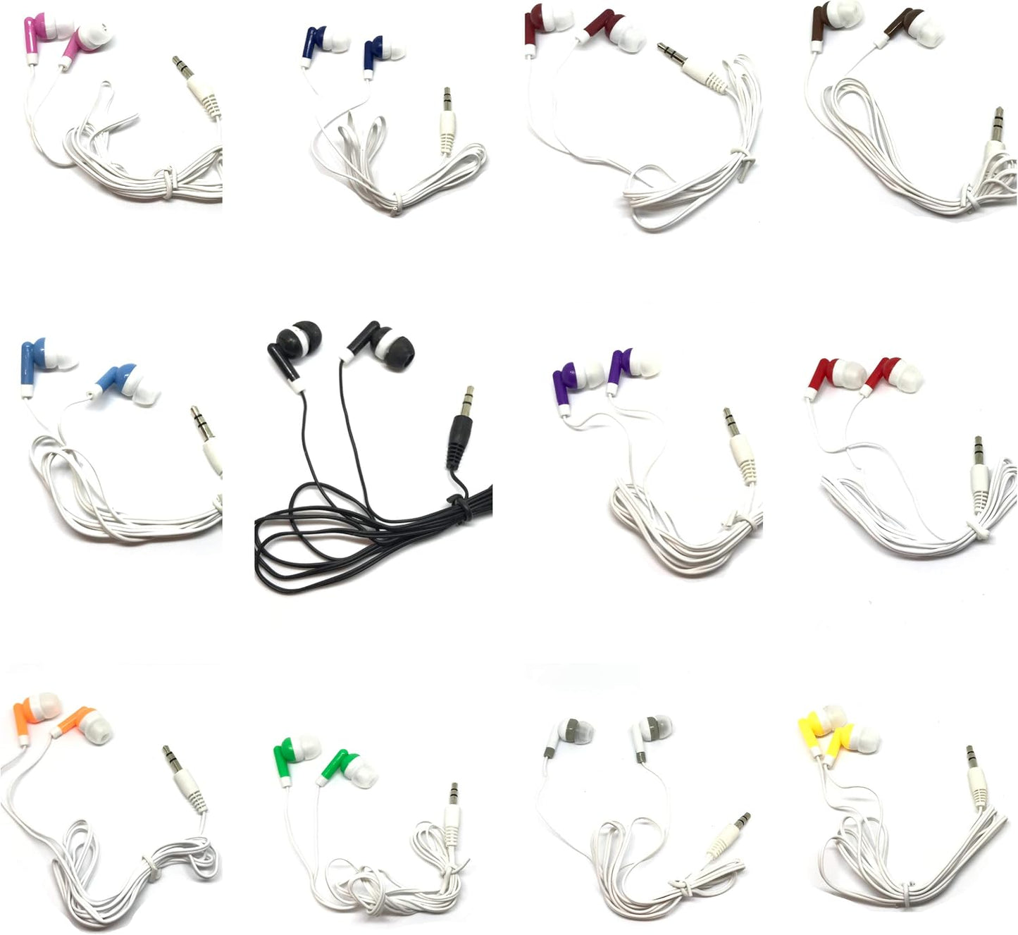 100 Pack MP3 TFD Supplies Wholesale Bulk Earbuds Headphones for iPhone, Android, Player - Mixed Colors