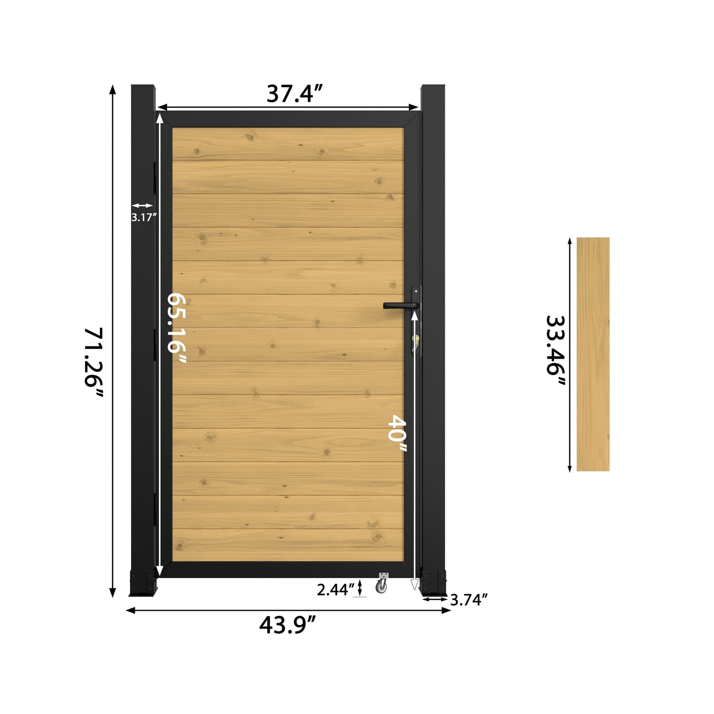 BlueWish 6 x 3 FT Cedar Wood Fence Gate Kit, Board-on-Board Privacy Fence Gate, Aluminum Frame with Security Lock System, Outdoor Garden Yard Complete Gate Kit for Backyard, Pool, Natural