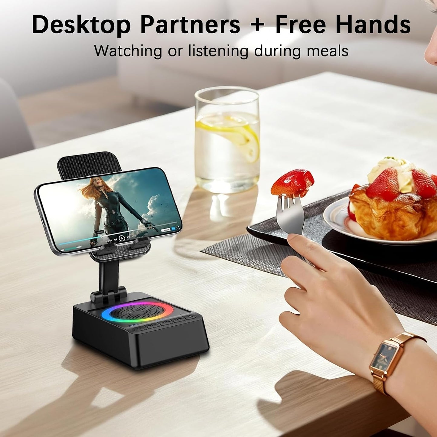 buwy (3000mAh), Gifts for Men Women, Cell Phone Stand with Wireless Bluetooth Speaker and Colorful LED Lights