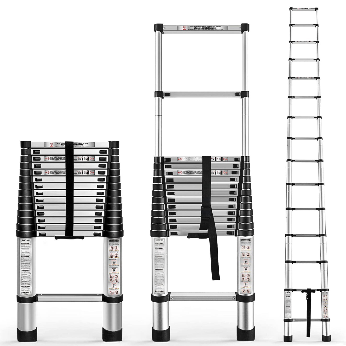 YSMN 14.5 FT Telescoping Ladders Heavy Duty Aluminum Collapsible Ladder Load Bearing 330 LBS Extension Ladders Applicable to Household Use Outdoor Work