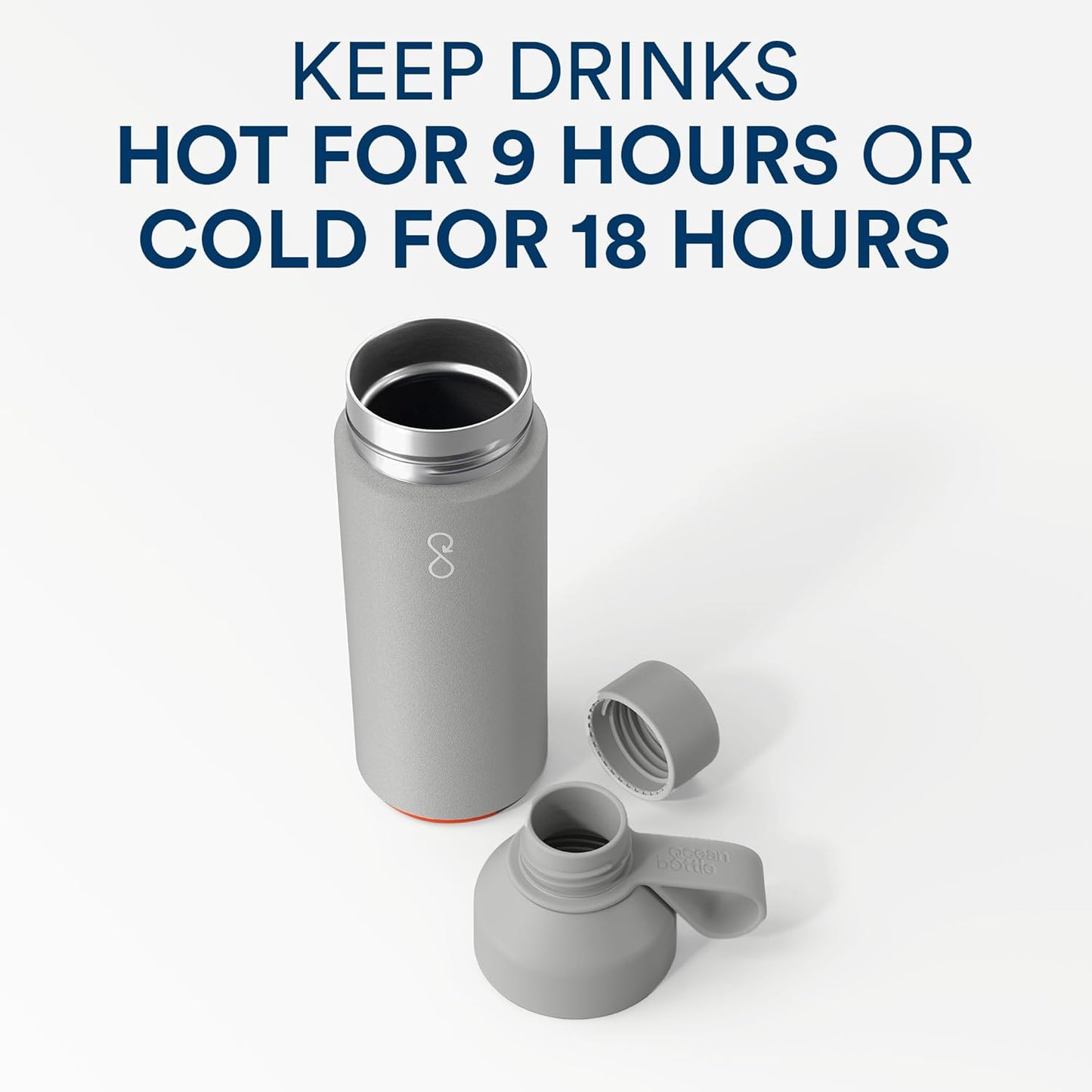 Ocean Bottle Original 17 oz - Stainless Steel Water Bottle | Reusable & Eco-Friendly | Keeps Drinks Cold & Hot (Rock Grey)