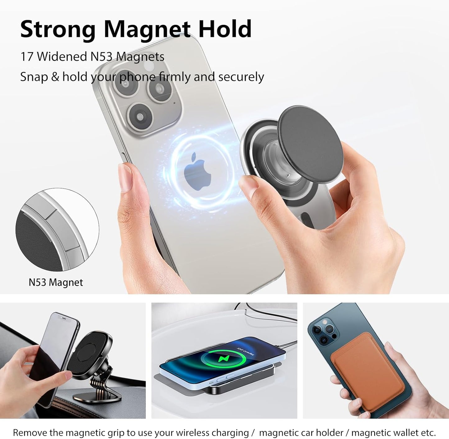 AUROX 17 16 15 14 13 Magnetic Phone Grip Holder for Magsafe Phone Grips, Expandable Collapsible Phone Grip Stand Holder