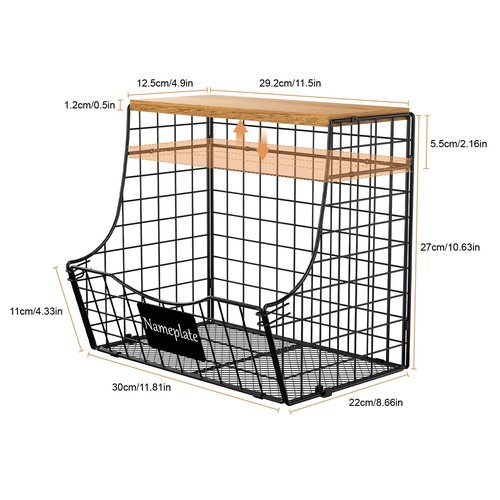 4 Pack Fruit Basket for Kitchen with Lid, Counter&Wall Mounted Hanging Fruit Basket, Potato and Onion Storage, Metal Wire Fruit and Vegetable Storage, Snack Organizer 11.81 * 8.66 * 10.63in