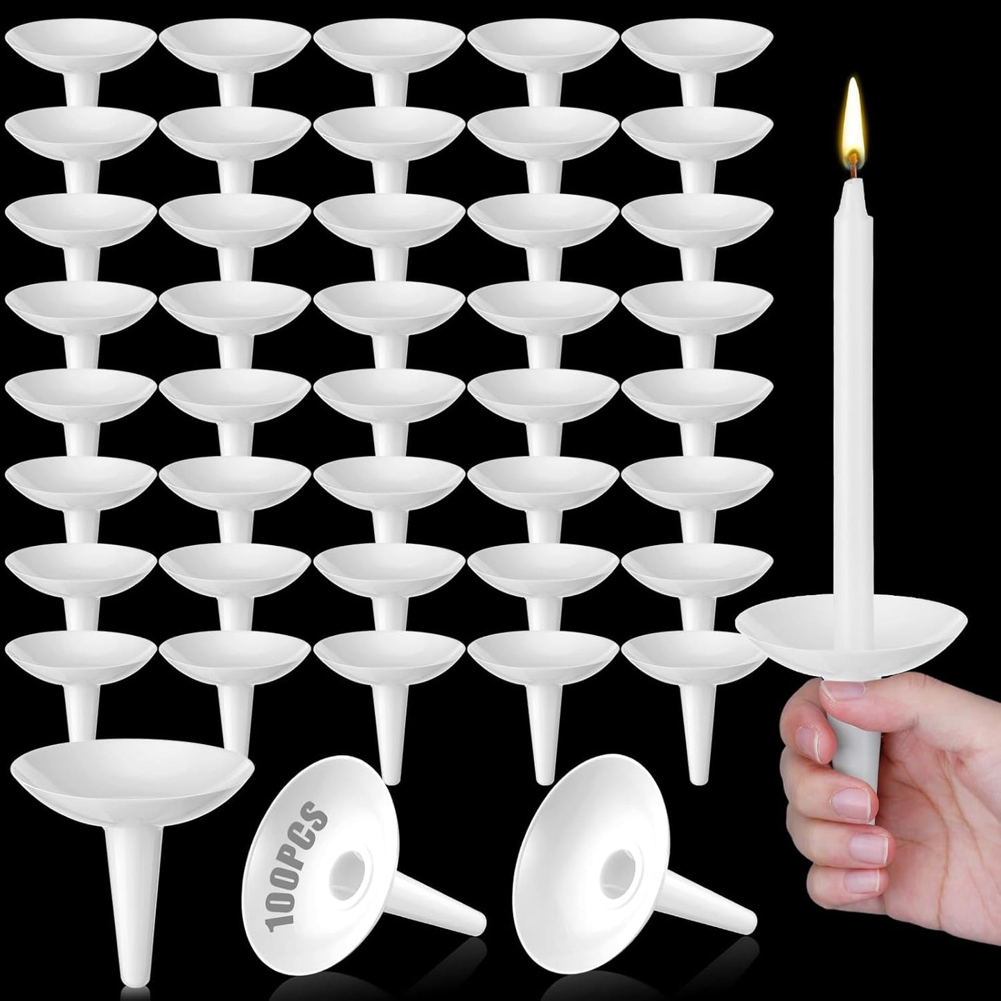 Skiennix 100 Pcs Candle Holders - Drip Protectors for Church, Vigil, Memorial & Wedding Events