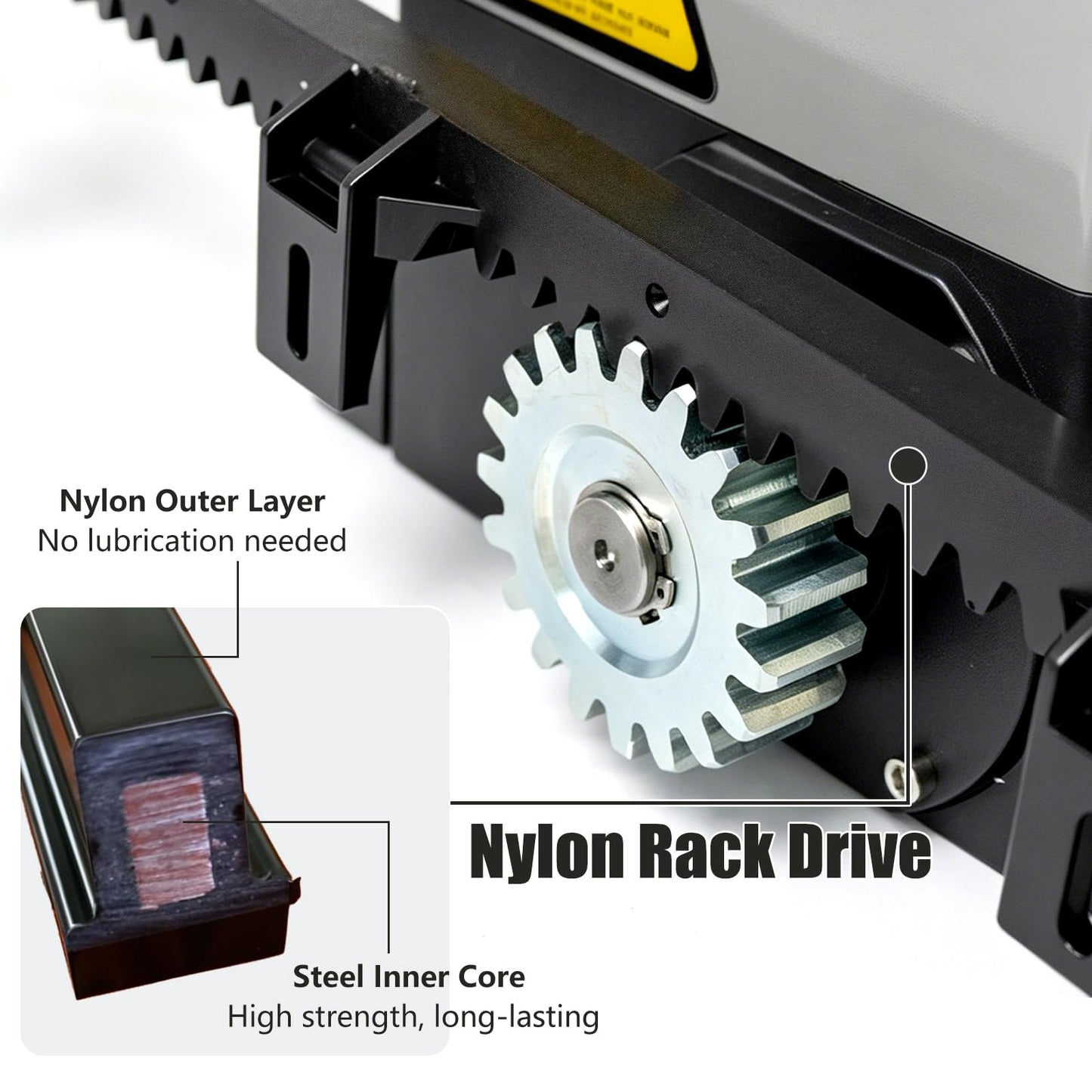 1800Lbs Heavy Duty Sliding Gate Opener, AC Gate Motor with 19.6ft Nylon Rack, DIY No Welding Installation, 4 Remotes & IR Sensor, Electric Gate Motor for Driveway