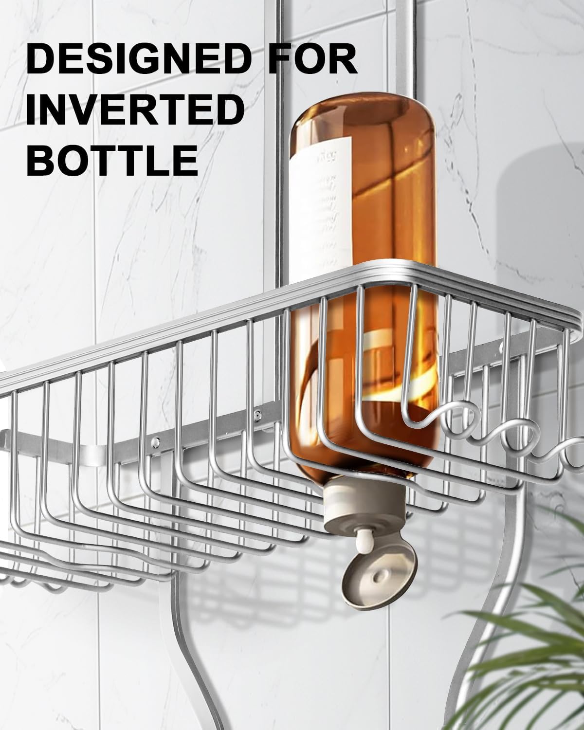 Regine Switzerland Shower Caddy - Rust-Free Aluminum Hanging Organizer with 6 Hooks for Razors & Sponges | Silver