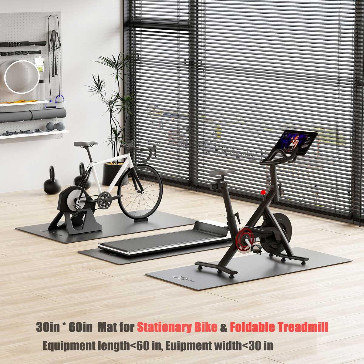 Cycleclub Exercise Bike Mat - 6mm Thick Under Bike Trainer Mat for Stationary Indoor Spin Bikes, Hardwood Floor Carpet - Black Gym Equipment Mat