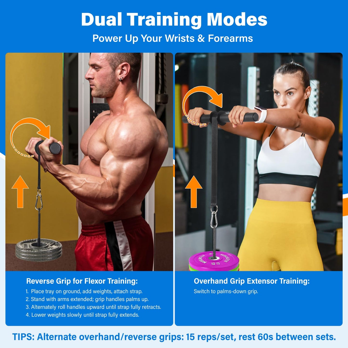 Fat Grip Wrist Roller Forearm Blaster with Weight Plate Loader - Professional Forearm Strength Trainer & Wrist Roller Forearm Exerciser - Non-Slip Hidden-Link Design for Grip Strength Training & Recovery