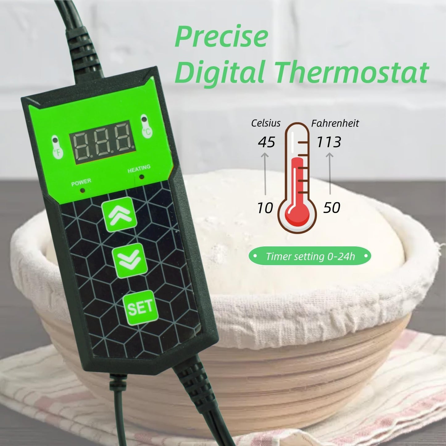 Sourdough Starter Warmer with Digital Heating thermostat, Multi Functional pad for Brewing & Fermentation, sourdough heating mat Ideal for Kitchen and Home Baking