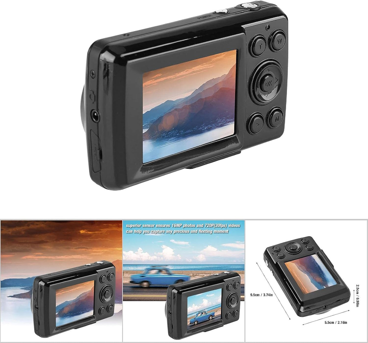 Cocoarm 720p 16mp 2.4 Inches Mini Digital Camera, with LCD Screen, Black, for Boys Girls Teens
