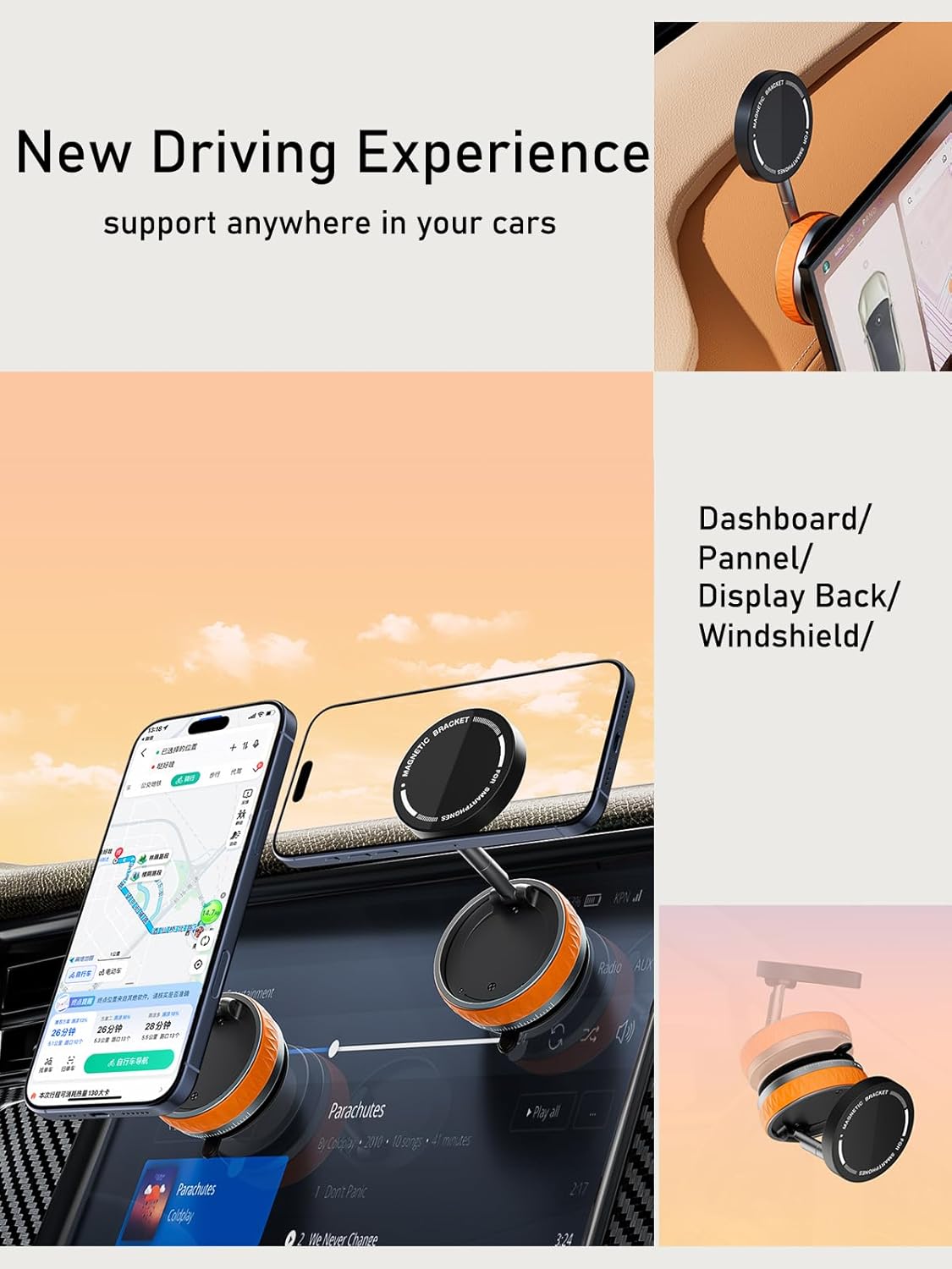 Chillkit 2025 Holder360 Upgraded Vacuum Magnetic Car Phone Adjustable Strong Suction & Magnetic Phone Mount