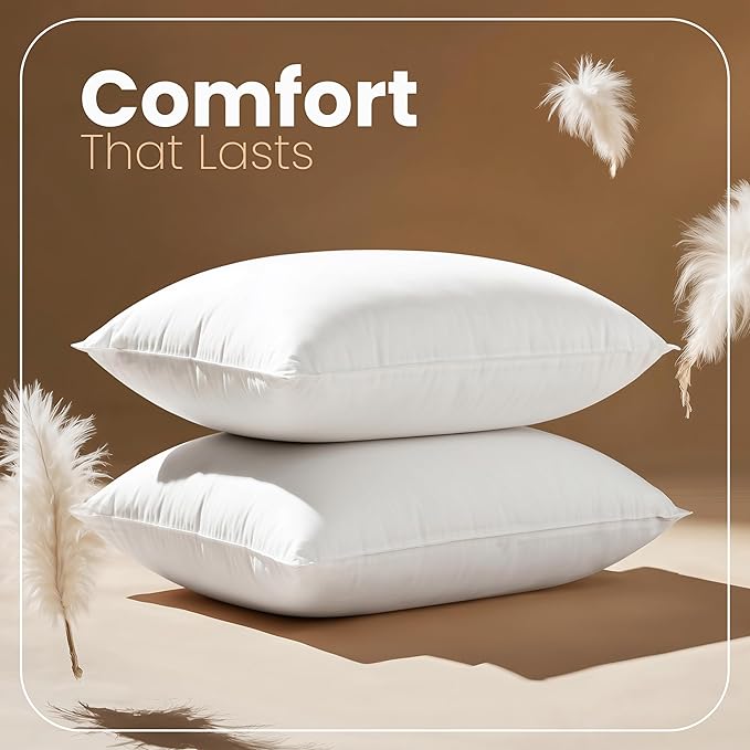Utopia Bedding 16x24 Pillow Inserts, Set of 2, White – Indoor Decorative Throw Pillows for Bed, Sofa & Couch – Soft, Supportive & Fluffy Cushion Inserts