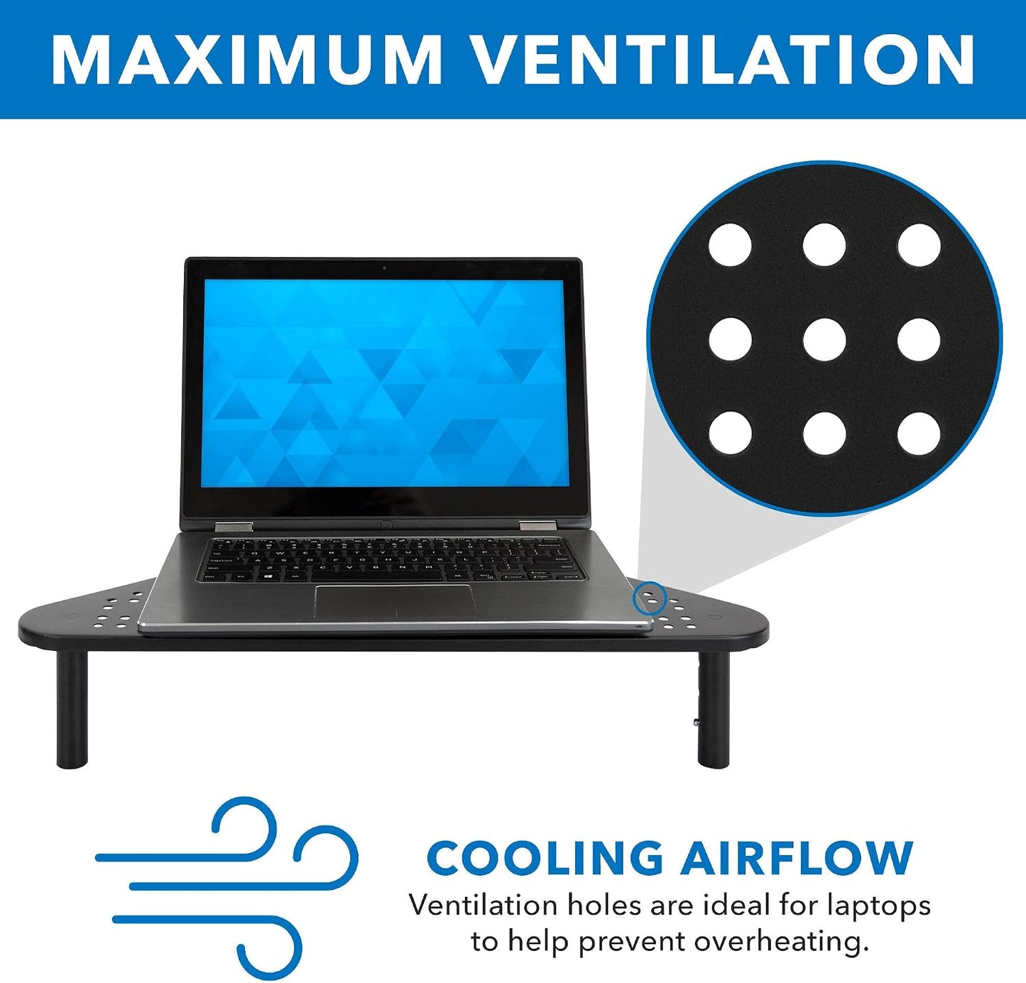 Corner Monitor Stand | Adjustable Height Corner Desk Shelf | Triangle Screen Riser, Ergonomic Space Saving Design