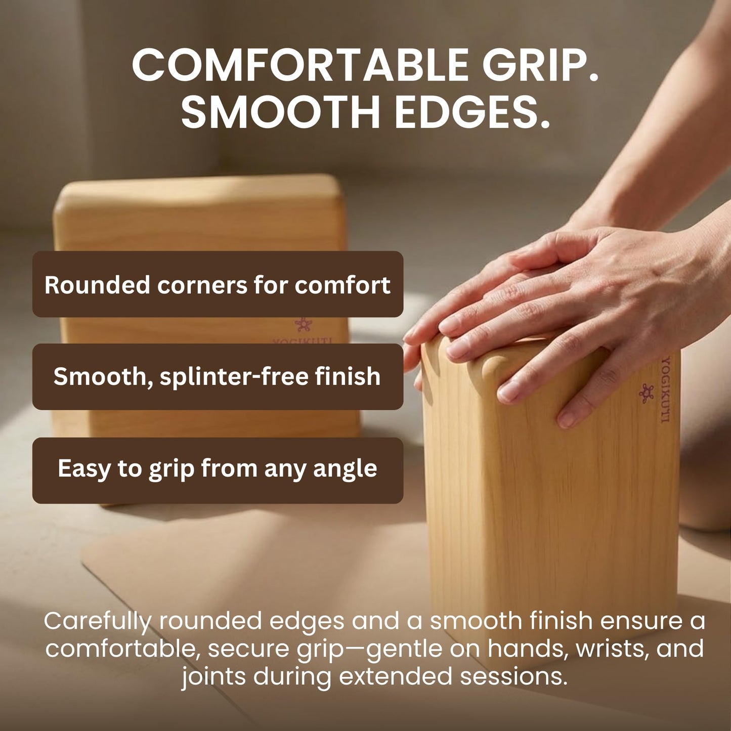 Original Wooden Yoga Blocks Set of 2 – Solid Hardwood Props Inspired by Traditional Yoga