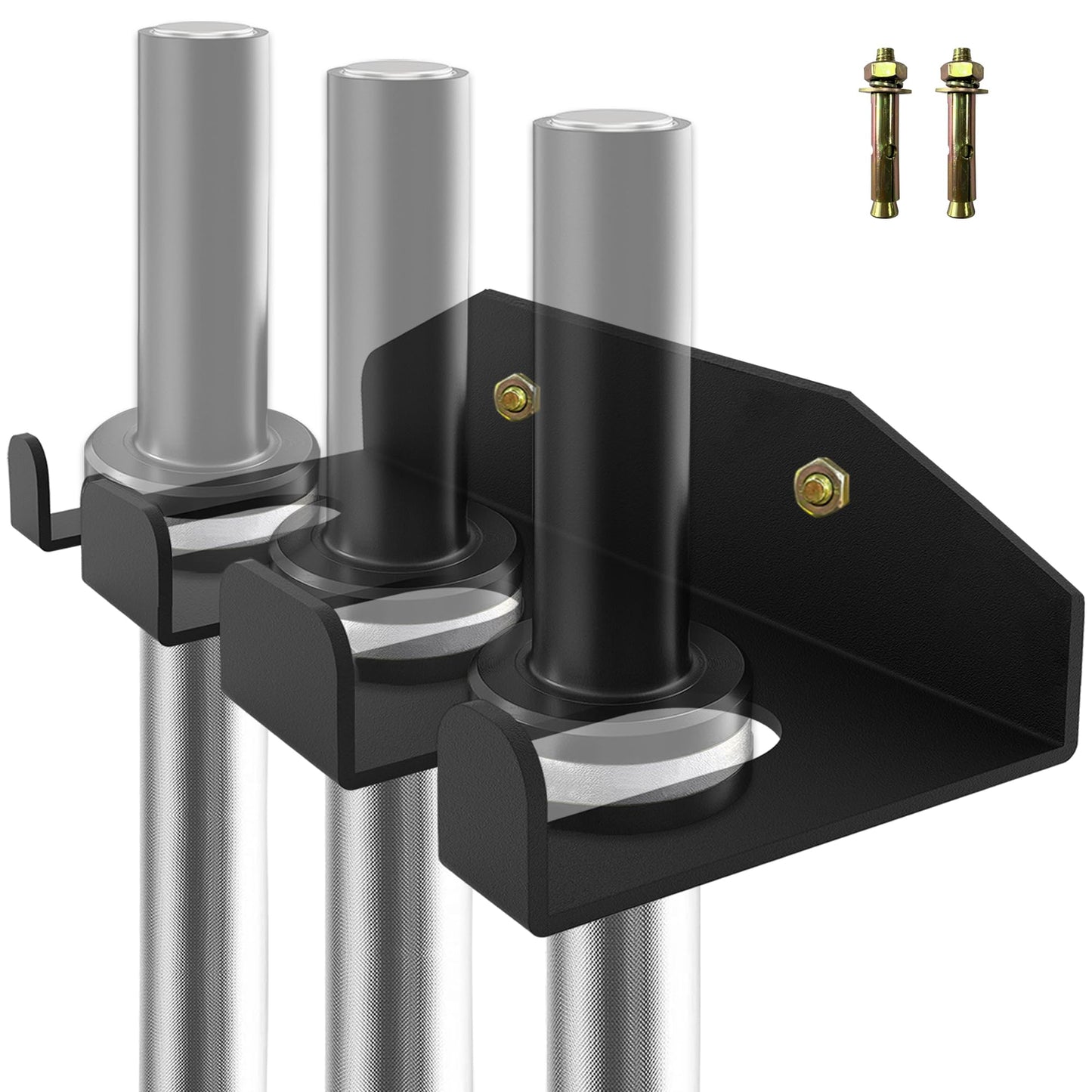 KSWLOR Barbell Storage Rack, Vertical Hanging Barbell Rack, Heavy Duty Wall Mounted Barbell Holder, Olympic Wall Mount Barbell Holder Space Saving Bar Holder Suitable for Garage, Gym, Home Fitness