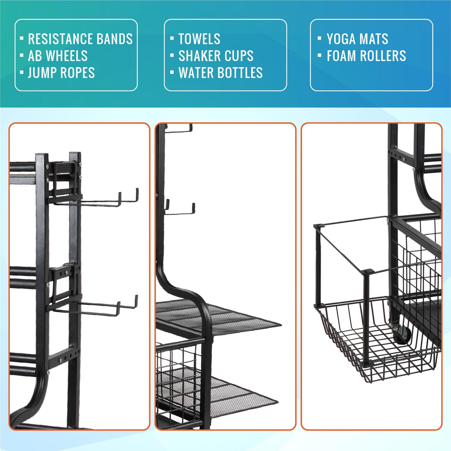 STUFFSTASH Dumbbell Rack for Home Gym, Heavy Duty Weight Rack for Dumbbells, Adjustable Dumbbell Stand with Storage, 700LB Capacity Gym Equipment Organizer with Wheels