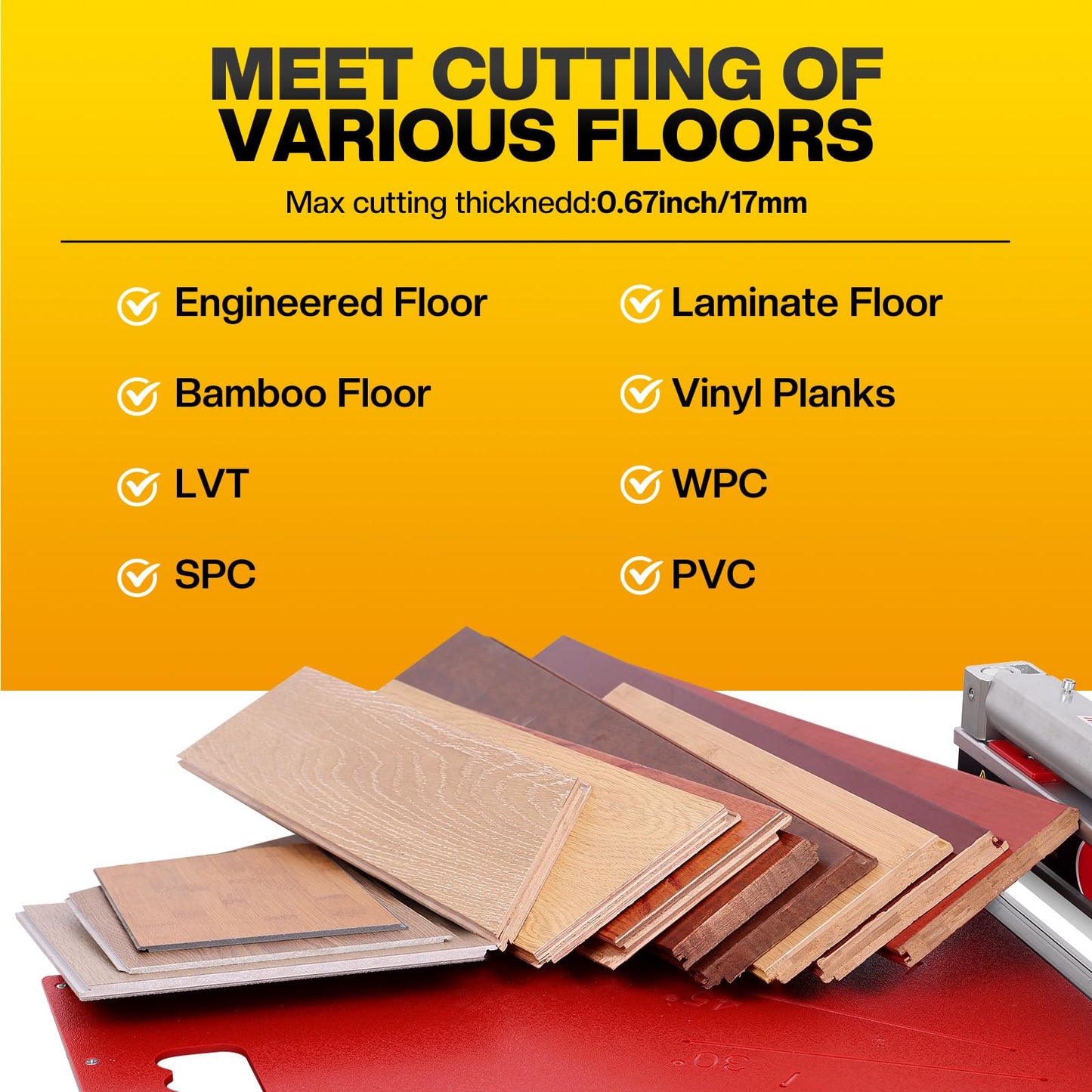 MAIHUITE 17mm Thick Professional Heavy Duty Floor Cutter,13" Vinyl Plank Cutter Flooring Tool for Fast, Dust-Free Cuts on LVP,LVT,SPC, Laminate | Easy-to-Use, Adjustable-Angle Cuts, Improve Efficiency