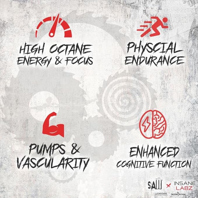 Insane Labz Psychotic SAW®, High Stim Pre Workout Powder with OxyGold­??and AMPiberry®, Extreme Lasting Energy with Teacrine®, Focus with CognitIQ® and Endurance with Beta Alanine,30 Srvgs,Fruit Punch
