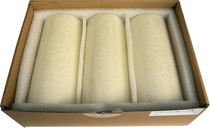 Mister Candle Dripless Vanilla Scented Ivory Pillar Candles Set of 3, Hand Made Vanilla Pillar Candles with Essential Oils for Home Decor, Premium Wax, 80 Hr Burn Time (3x6 inch)