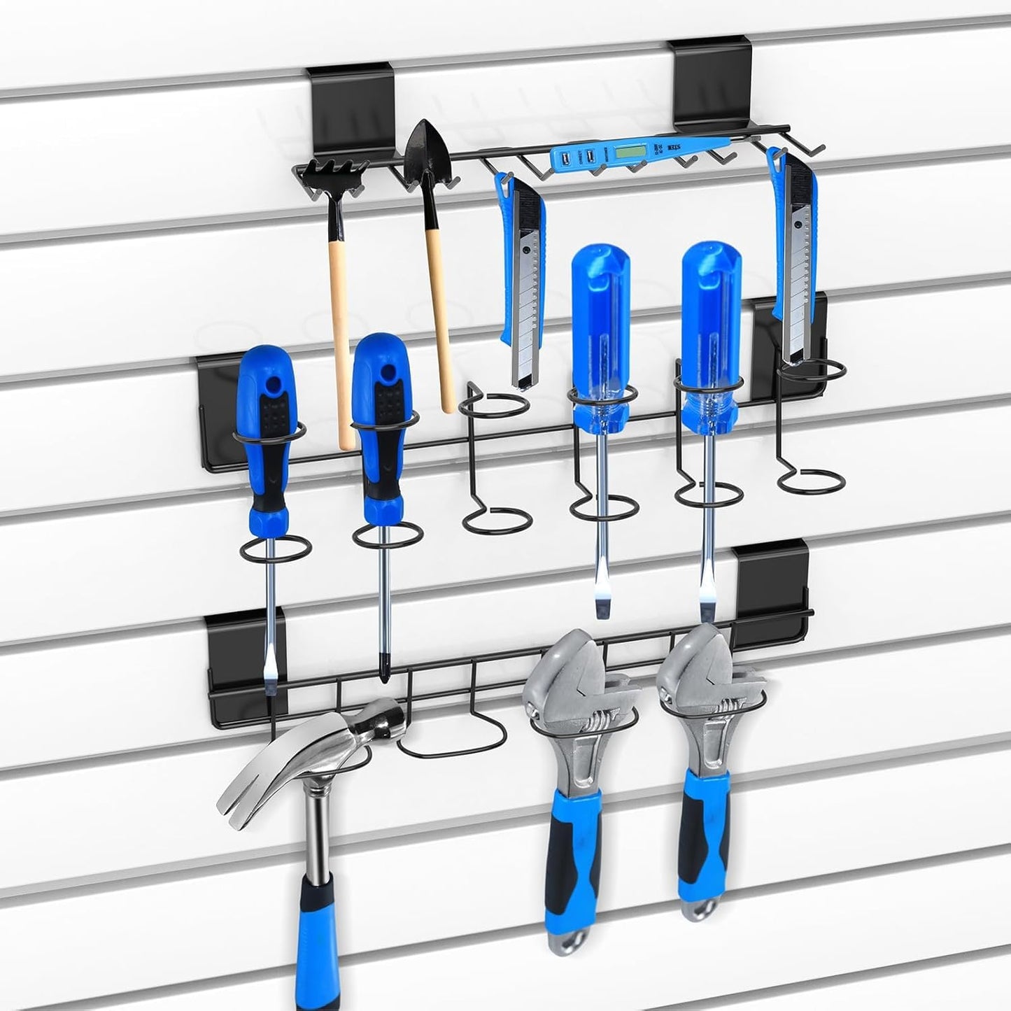 BeapTcely 40-Piece Slatwall Organizer Kit - Includes Hooks, Shelves, Baskets, Bins, Screwdriver Holder for Garage & Room Storage