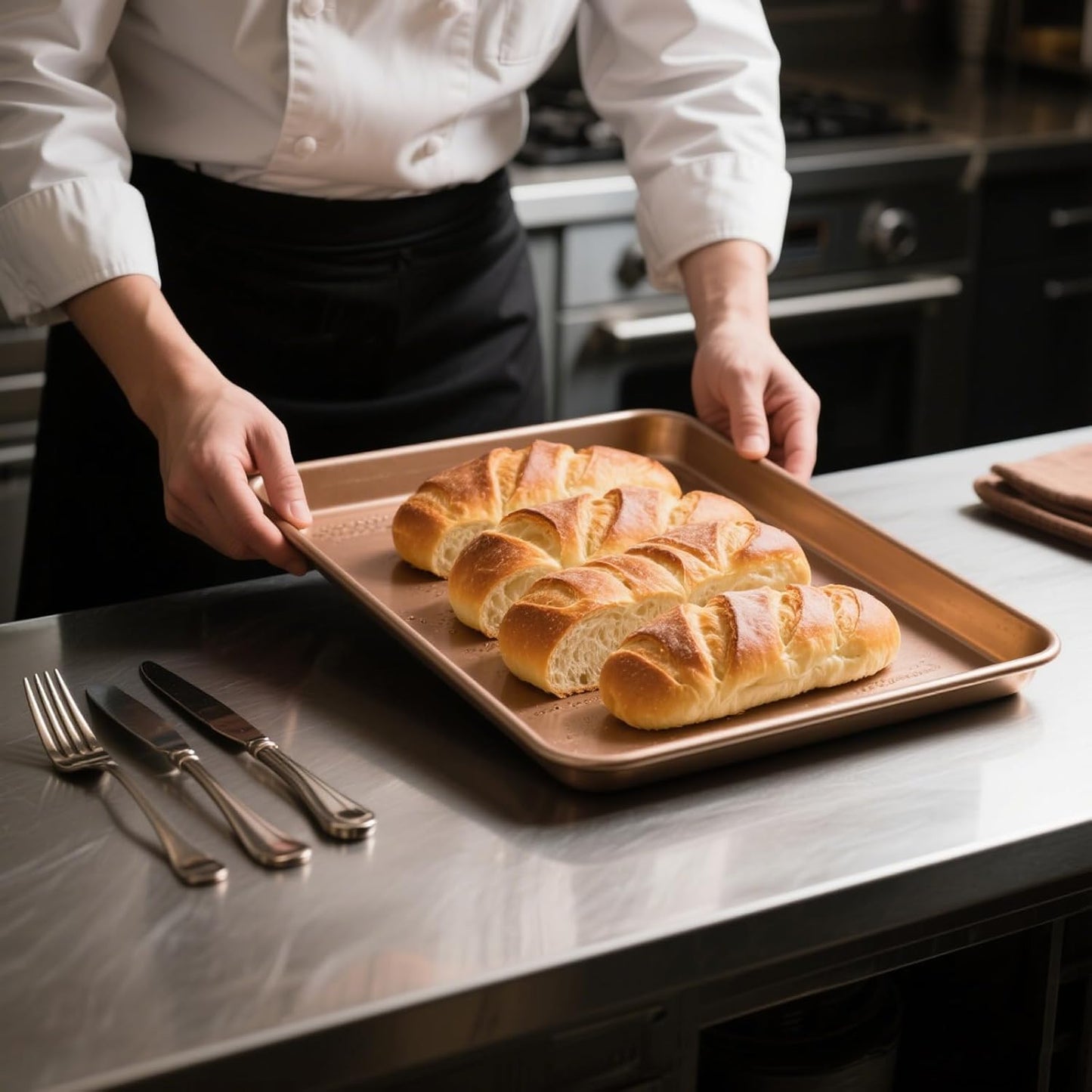 ZOENHOU Nonstick Baking Sheet Pan Set - 3 Sizes (9, 11, 13 Inch) | Ideal for Cookies, Cakes & Bread - Rose Gold