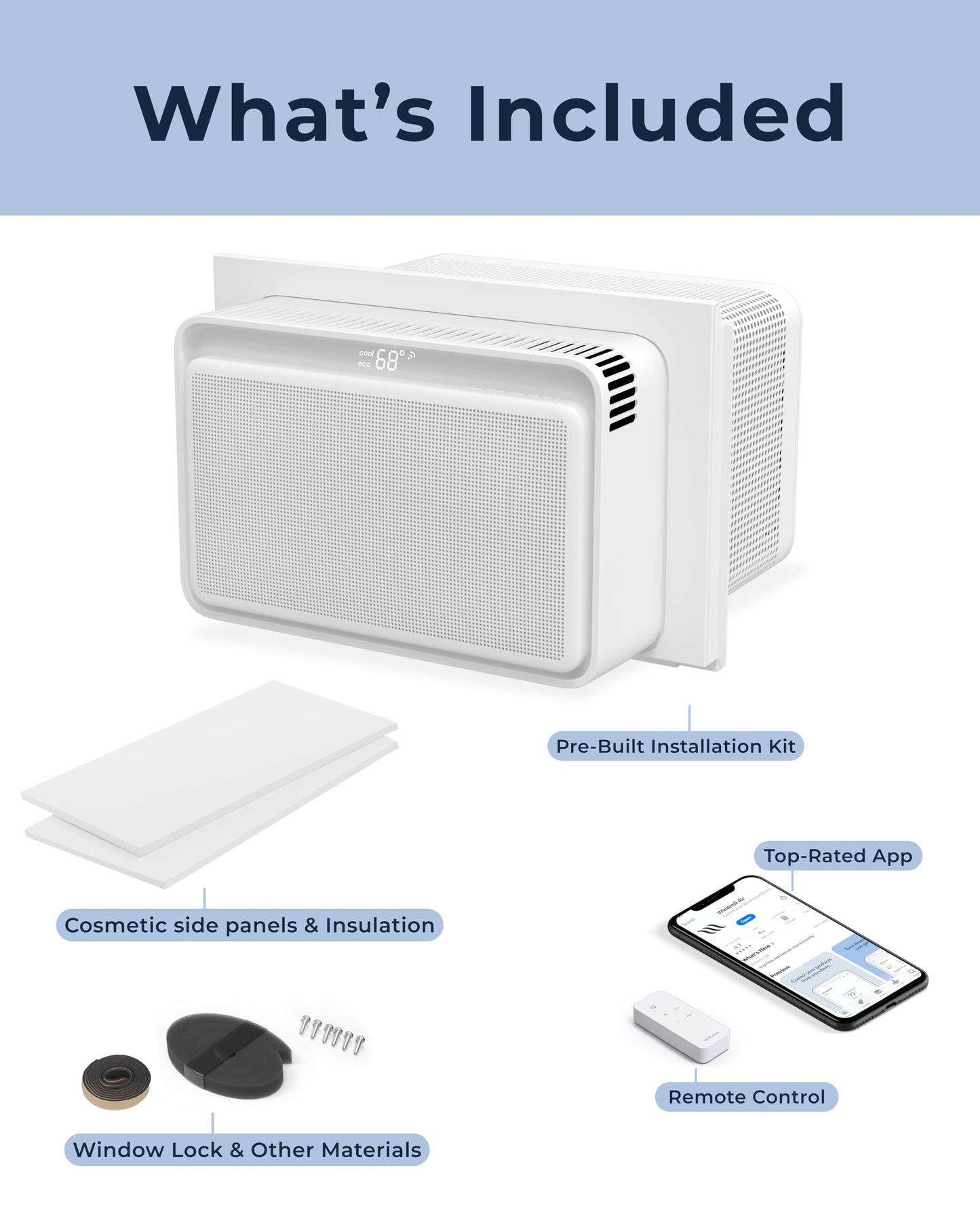 Windmill Window Air Conditioner - Quiet & Smart, Easy Install, Voice-Enabled, Remote & App Control AC Unit - 6,000 BTU