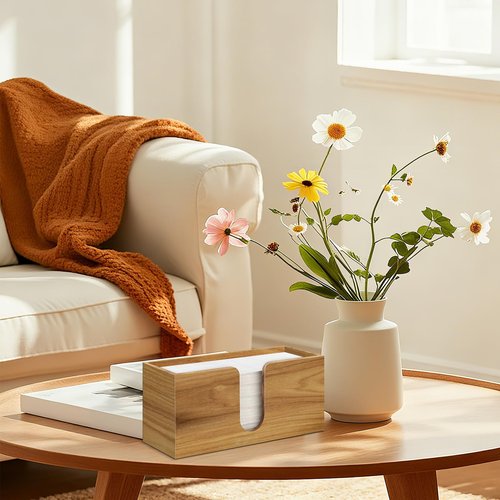Acacia Wood Paper Towel Dispenser Countertop, Paper Towel Holder for Bathroom Kitchen Napkin Holder Folded Paper Towel Dispenser Fits Multifold, C-Fold, Z-Fold, Trifold - Home Kitchen Bathroom