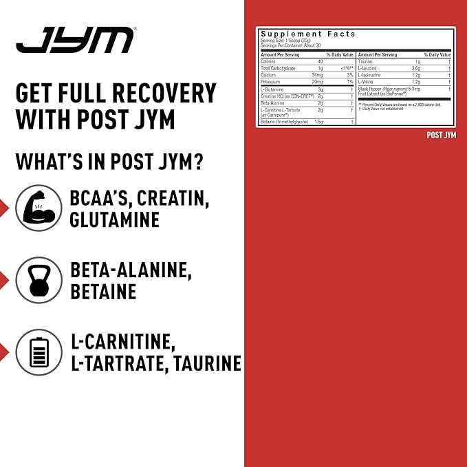 Post JYM Active Matrix - Post-Workout with BCAA's, Glutamine, Creatine HCL, Beta-Alanine, and More | JYM Supplement Science | Watermelon, 30 Servings