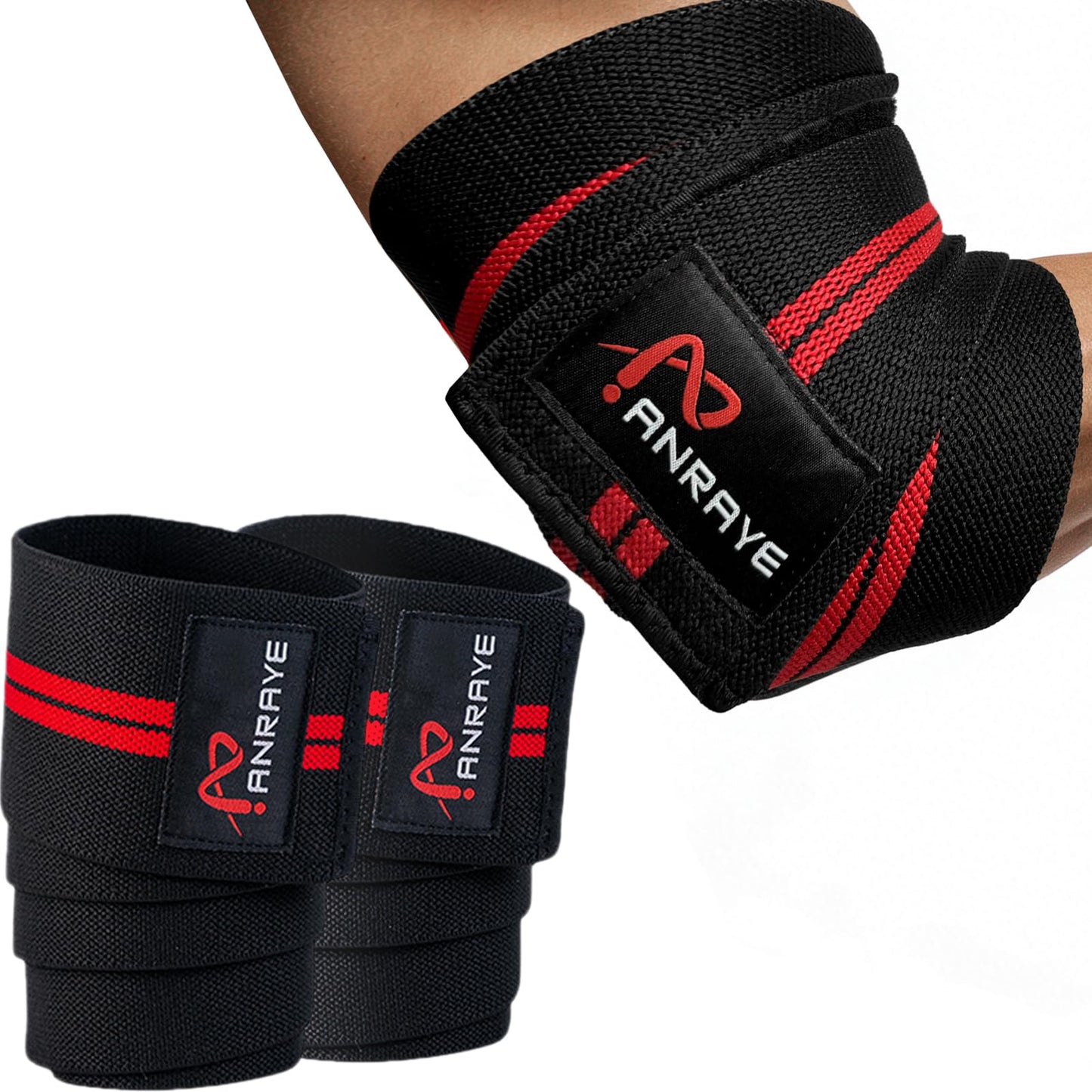 Anraye Elbow Wraps for Weightlifting - 47" Adjustable Compression Straps & Brace for Joint Support (1 Pair), Elbow Wraps Weight Lifting Men Women for Bench Press Powerlifting and Fitness Training