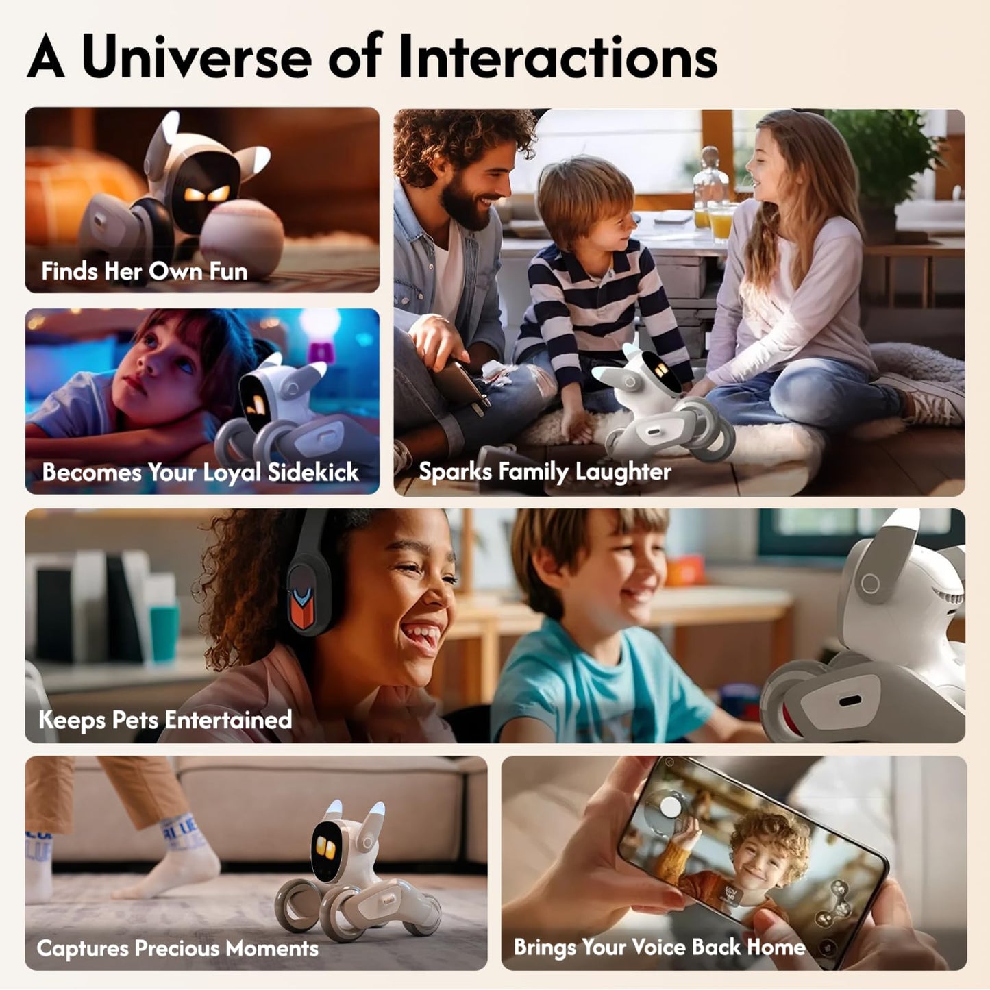 Loona Robot Pet Dog ChatGPT-4o Smart AI-Powered Companion Voice & Gesture Control, Real-Time Interaction Robotics Toys for Kids, Home Monitoring - Includes Charging Dock
