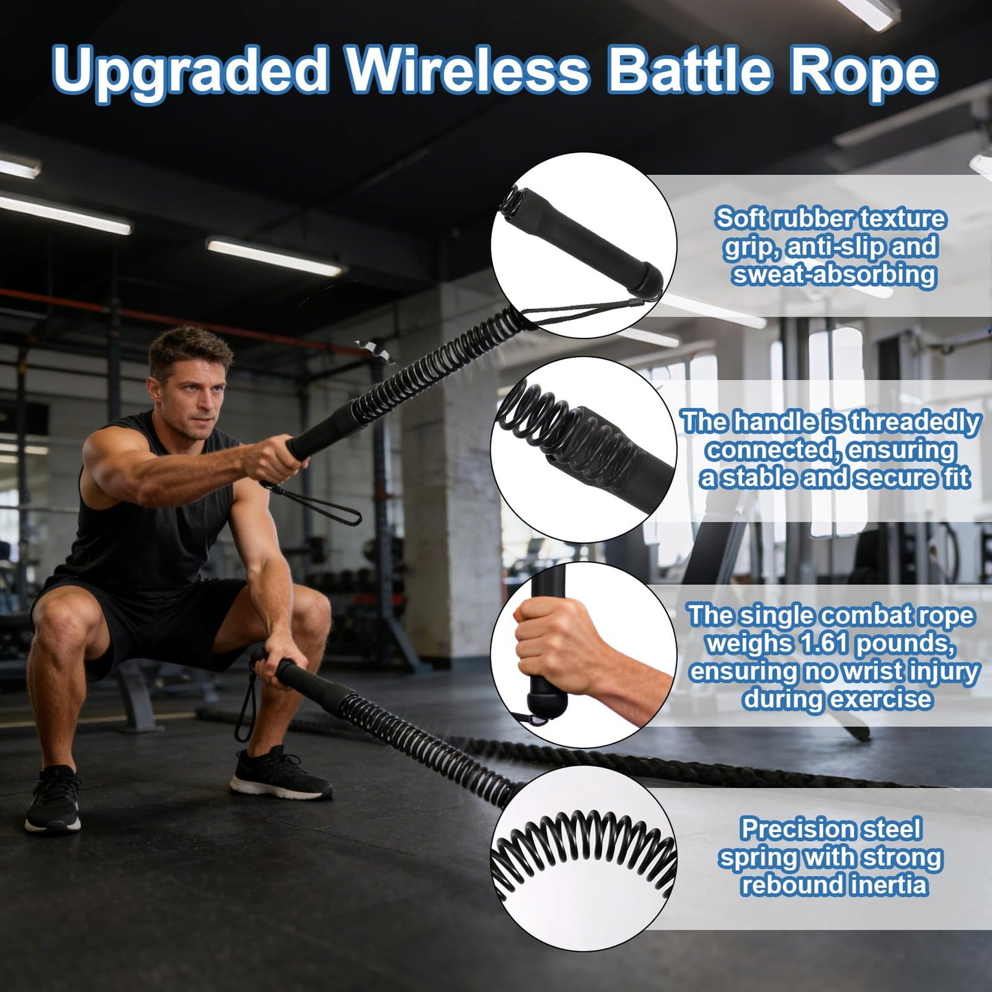 2pcs Weighted Ropeless Battle Ropes for Home Gym, Heavy Duty Weighted Cordless Battle Ropes for Men Women, Portable Exercise Workout Equipment for Strength Building, HIIT, SOGA para Ejercicios