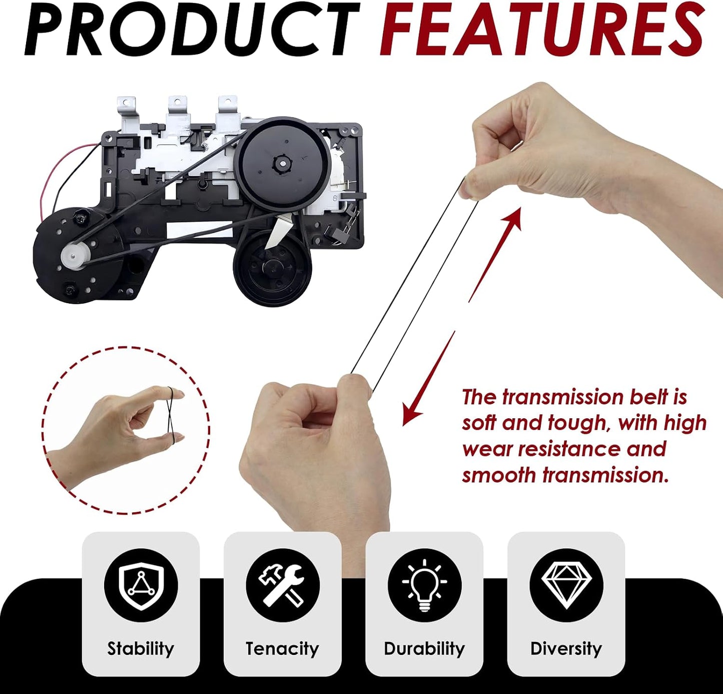 TNJPSEK Cassette 4mm) Player Belts Replacement Kit, Mixed Flat Rubber Belts for Recorder Repair and Maintenance, Audio