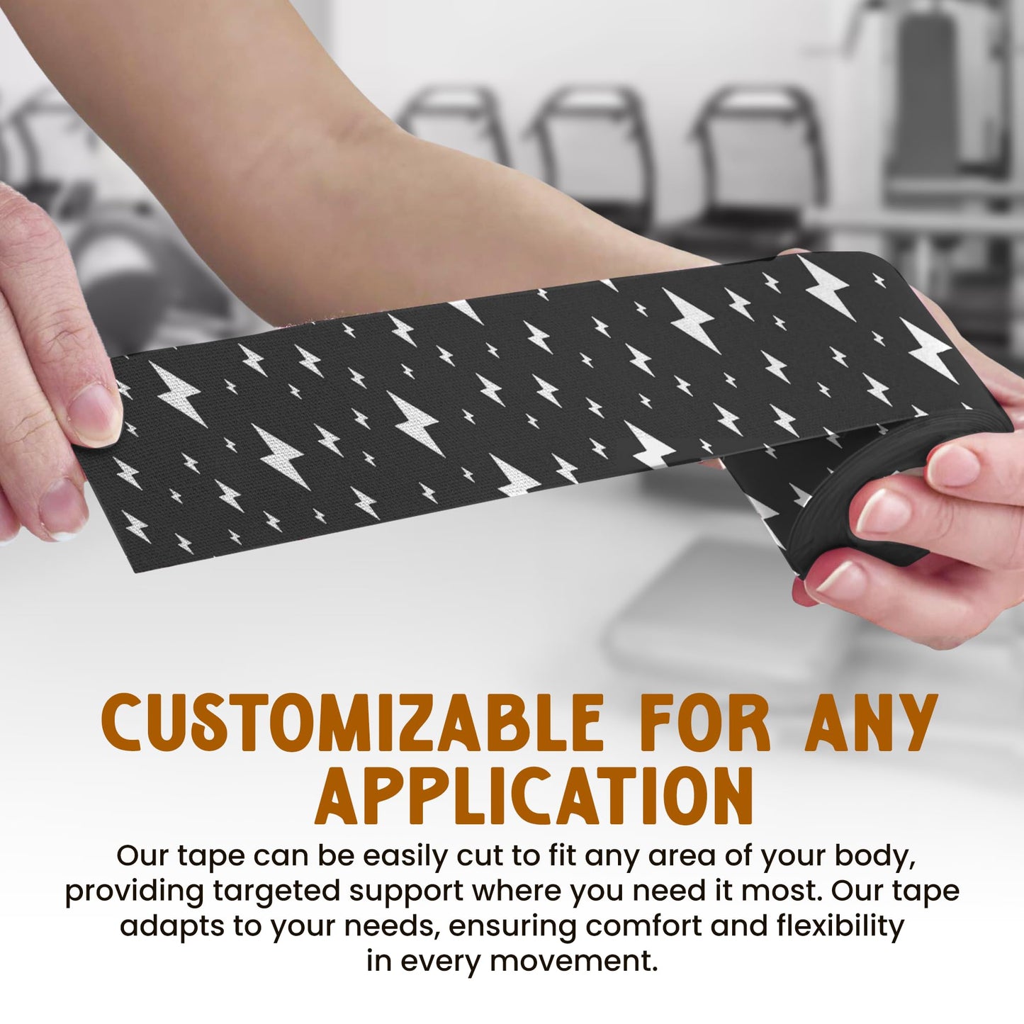 Kinesiology Tape - Enhanced Support, Breathable & Moisture-Resistant - Latex-Free for Sensitive Skin - Customizable, Ideal for Athletes & Fitness Enthusiasts (Lightning)