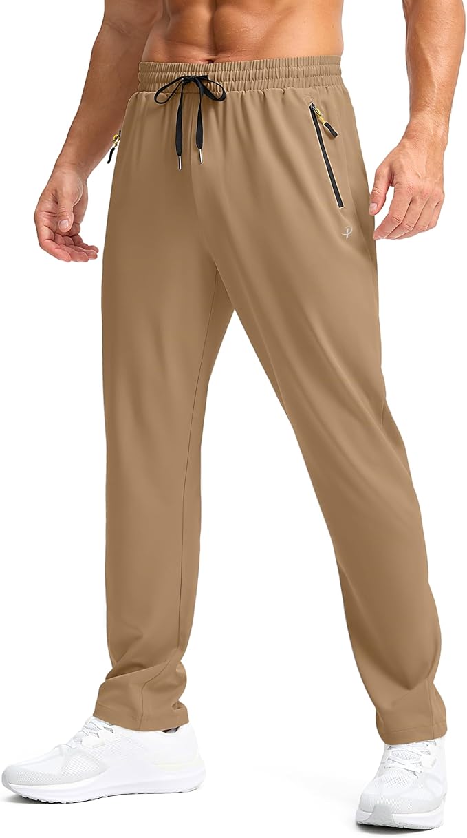 Pudolla Men's Lightweight Hiking Pants Quick-Dry Outdoor Sweatpants with Zipper Pockets for Casual Travel Athletic Workout