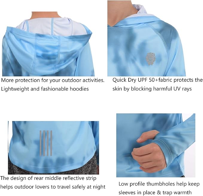 Hoodies for Boys Outdoor Recreation Shirts - Youth Athletic Tops Sun Protection UPF 50+