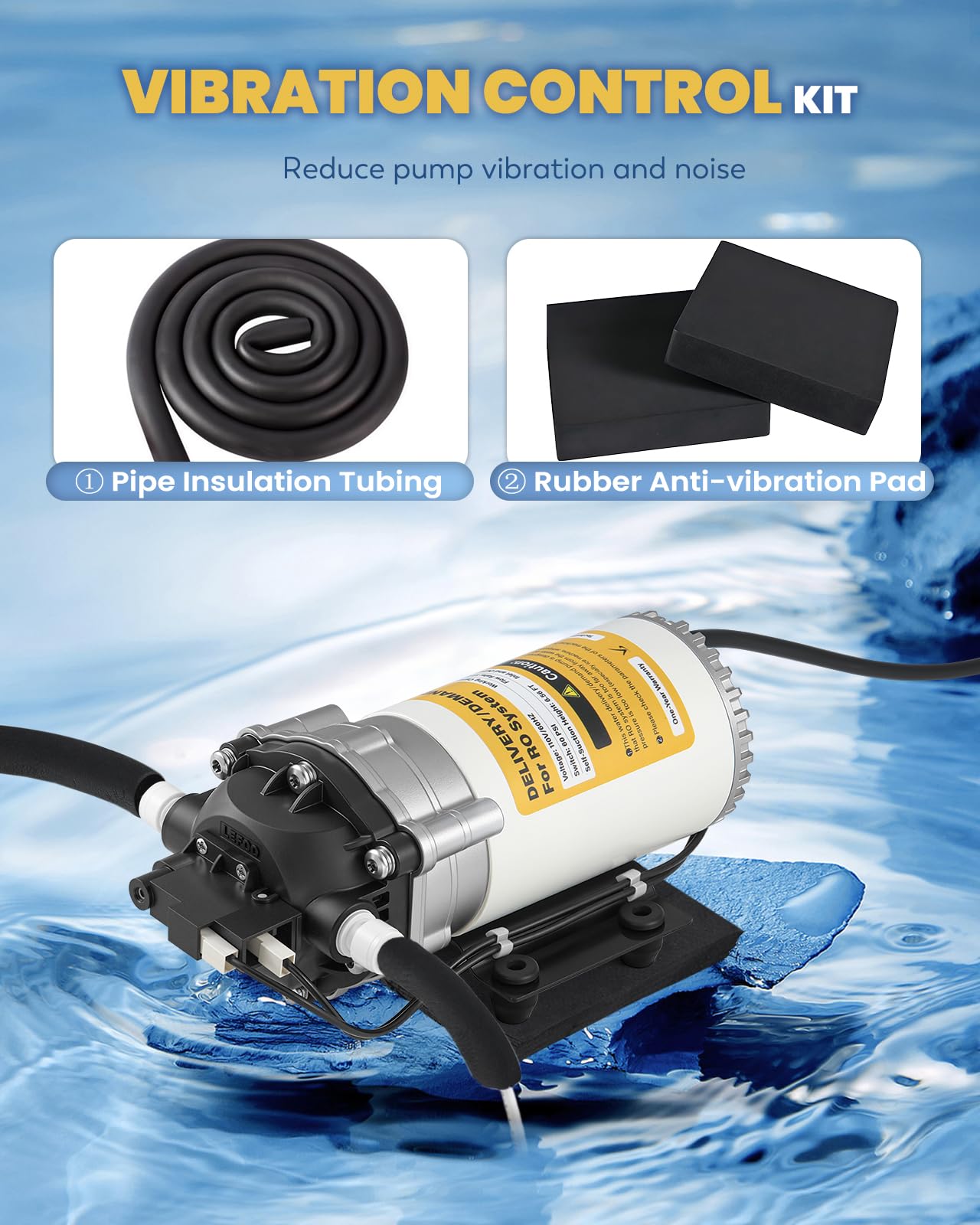 Moonshan RO Delivery Demand Pump with Pressurized Accumulator Tank 110V Quiet Water Booster Pump for RO Delivery System 1/4’’ Quick Connection (5800)
