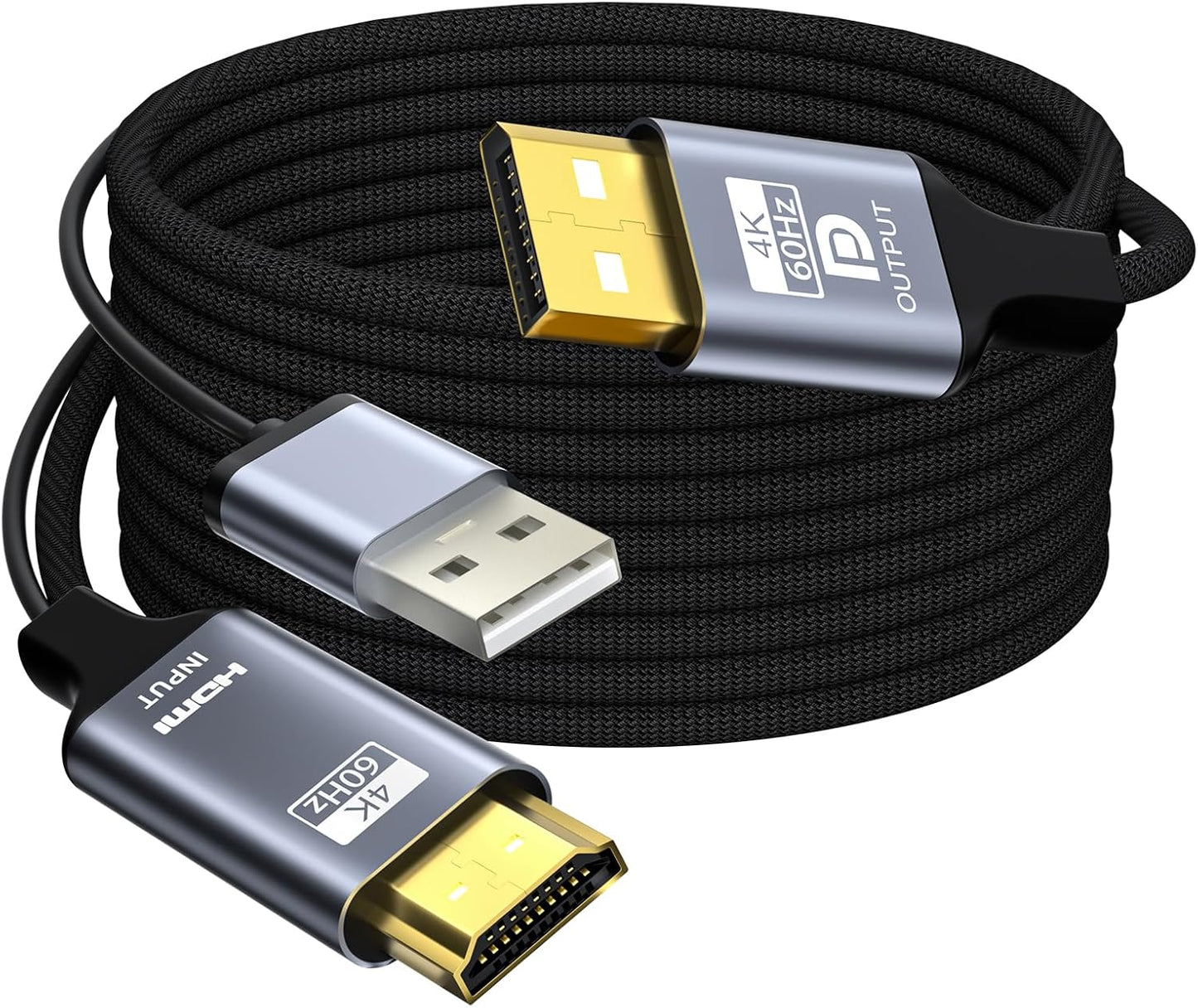 Coreprin 6 4K@60Hz PS5, HDMI to DisplayPort Adapter, feet Active HDMI to DP Braided Cable, Uni-Directional HDMI to DP