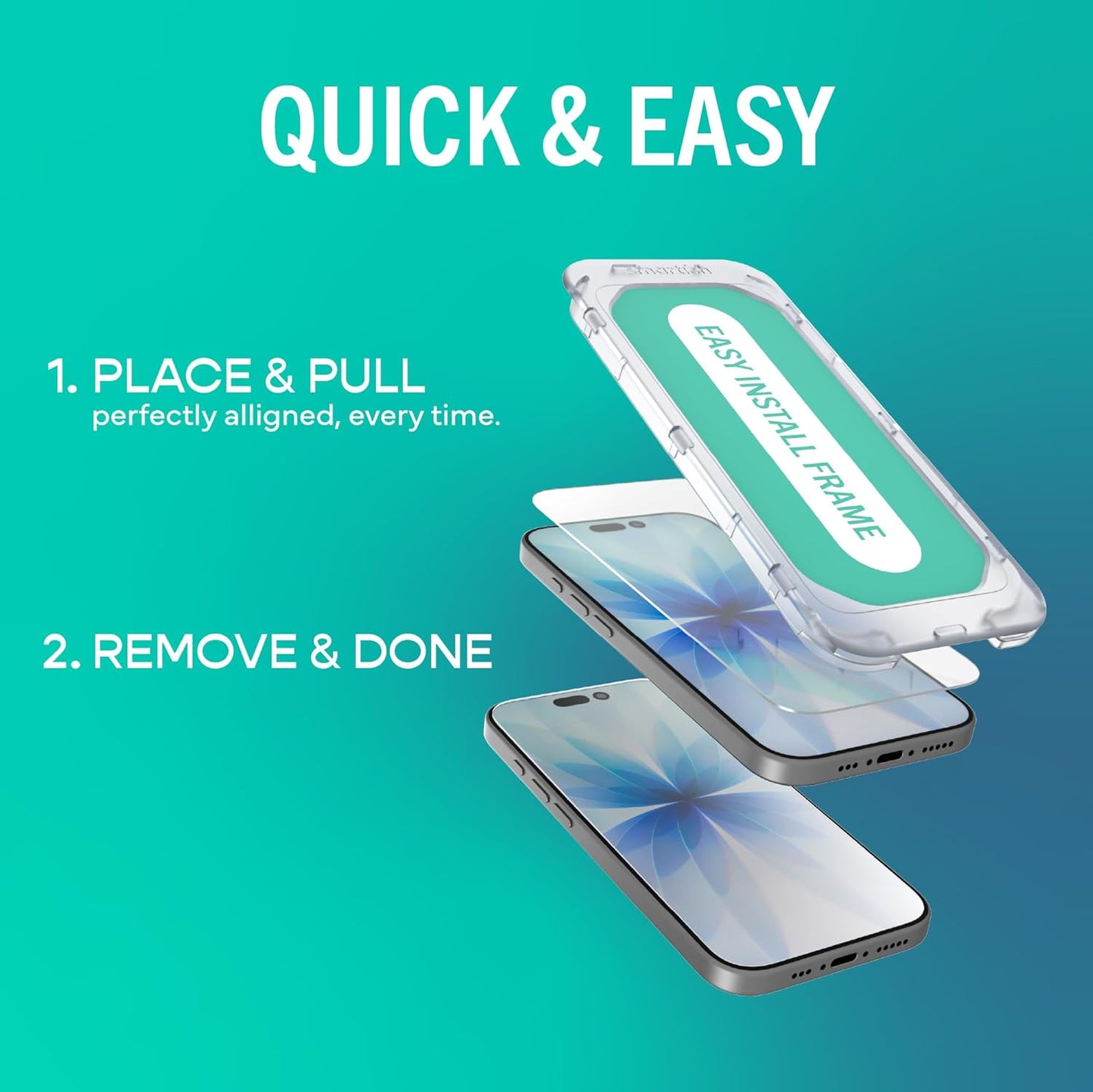 17 2-Pack 9H 17 Smartish iPhone Pro Screen Protector - Tempered Glass Screen Protectors - Tuff Sheet - Easy Install