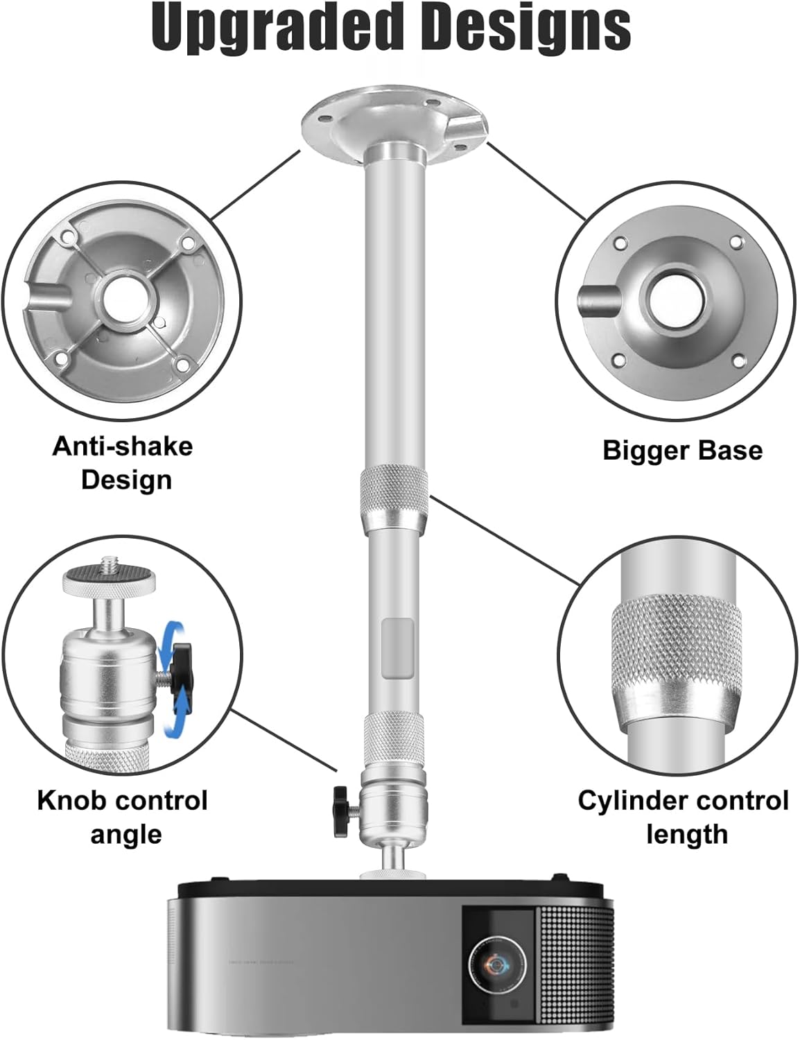 2-Be-Best 16-25.6in 41-65cm Projector Ceiling Mount Adjustable Projector Mount Length / Swivel Projectors Holder