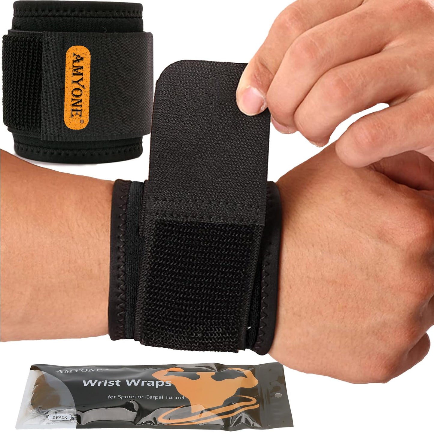 Wrist Brace, 2 PACK Wrist Wraps for Carpal Tunnel for women and men. Wrist Straps for Weightlifting, Working Out and Pain Relief. Flexible, Highly Elastic, Adjustable, Comfortable and Multi-Functional